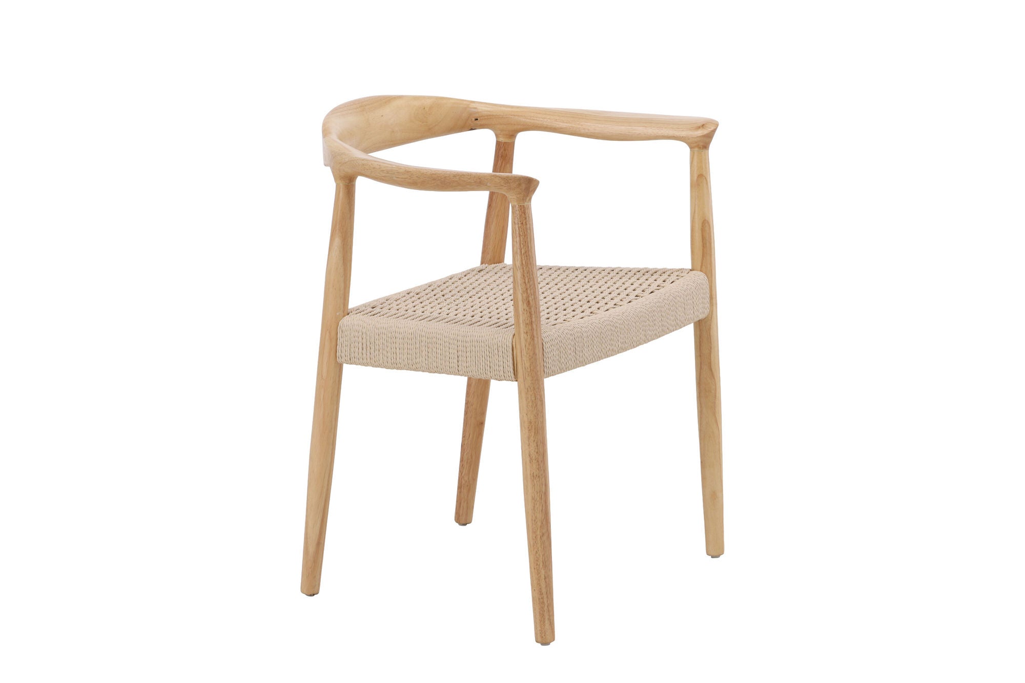 Vind Lovön Spisebordsstol 2-Pack - Rubberwood Frame Whitewash / Beige Rope