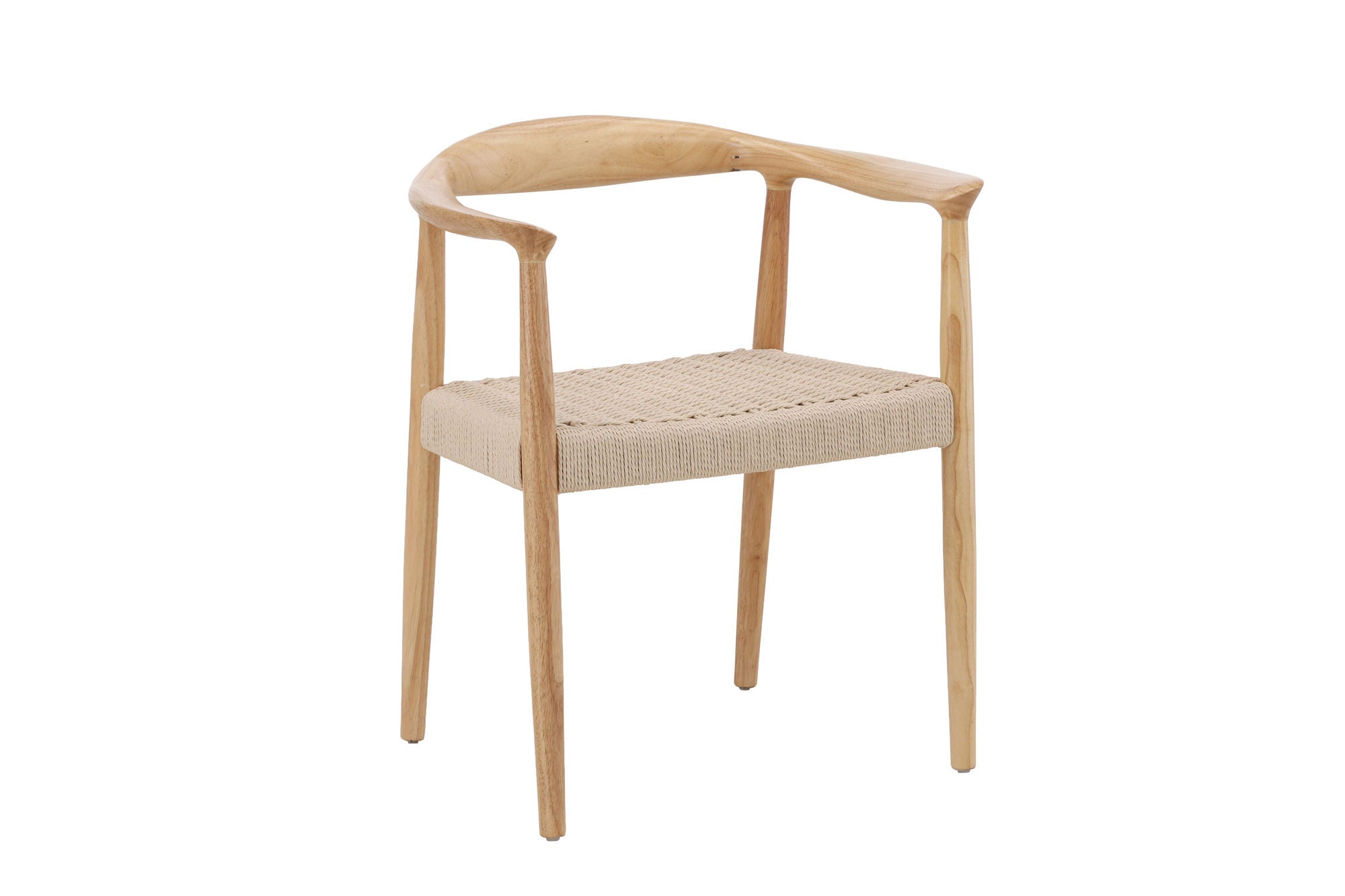 Vind Lovön Spisebordsstol 2-Pack - Rubberwood Frame Whitewash / Beige Rope