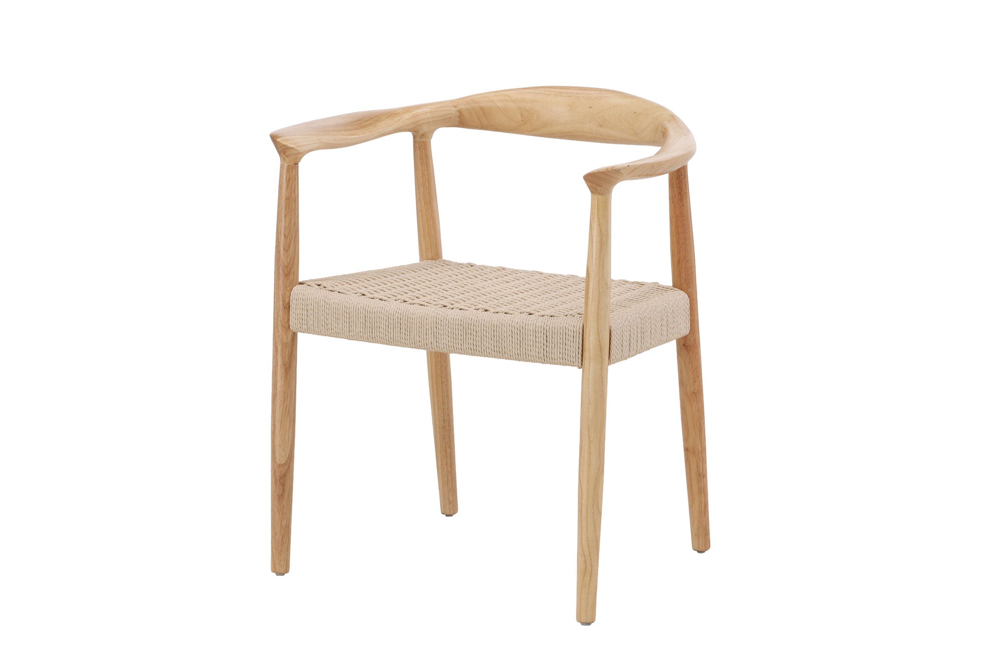 Vind Lovön Spisebordsstol 2-Pack - Rubberwood Frame Whitewash / Beige Rope