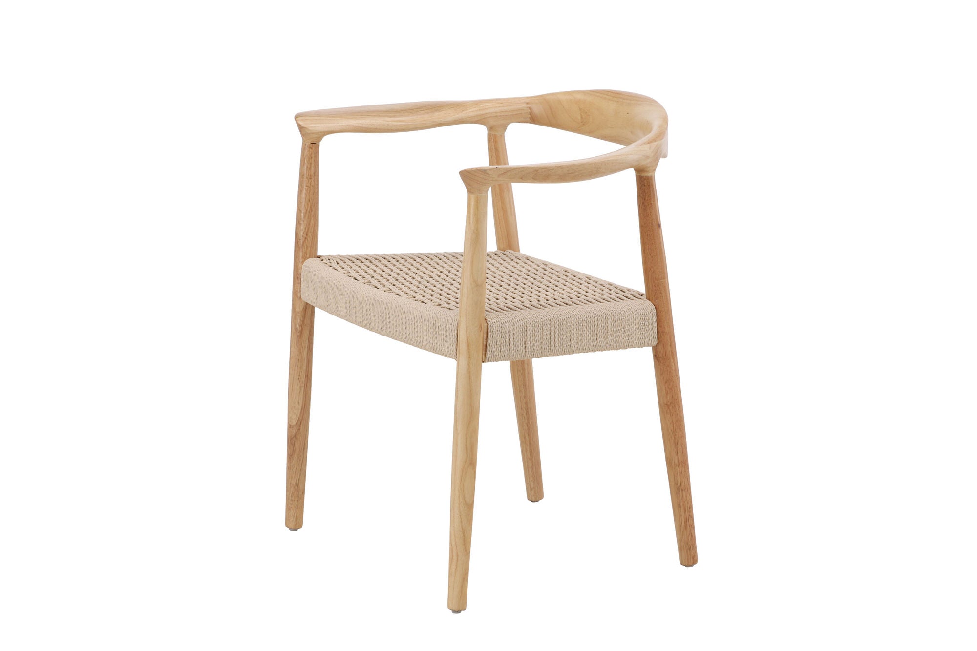 Vind Lovön Spisebordsstol 2-Pack - Rubberwood Frame Whitewash / Beige Rope
