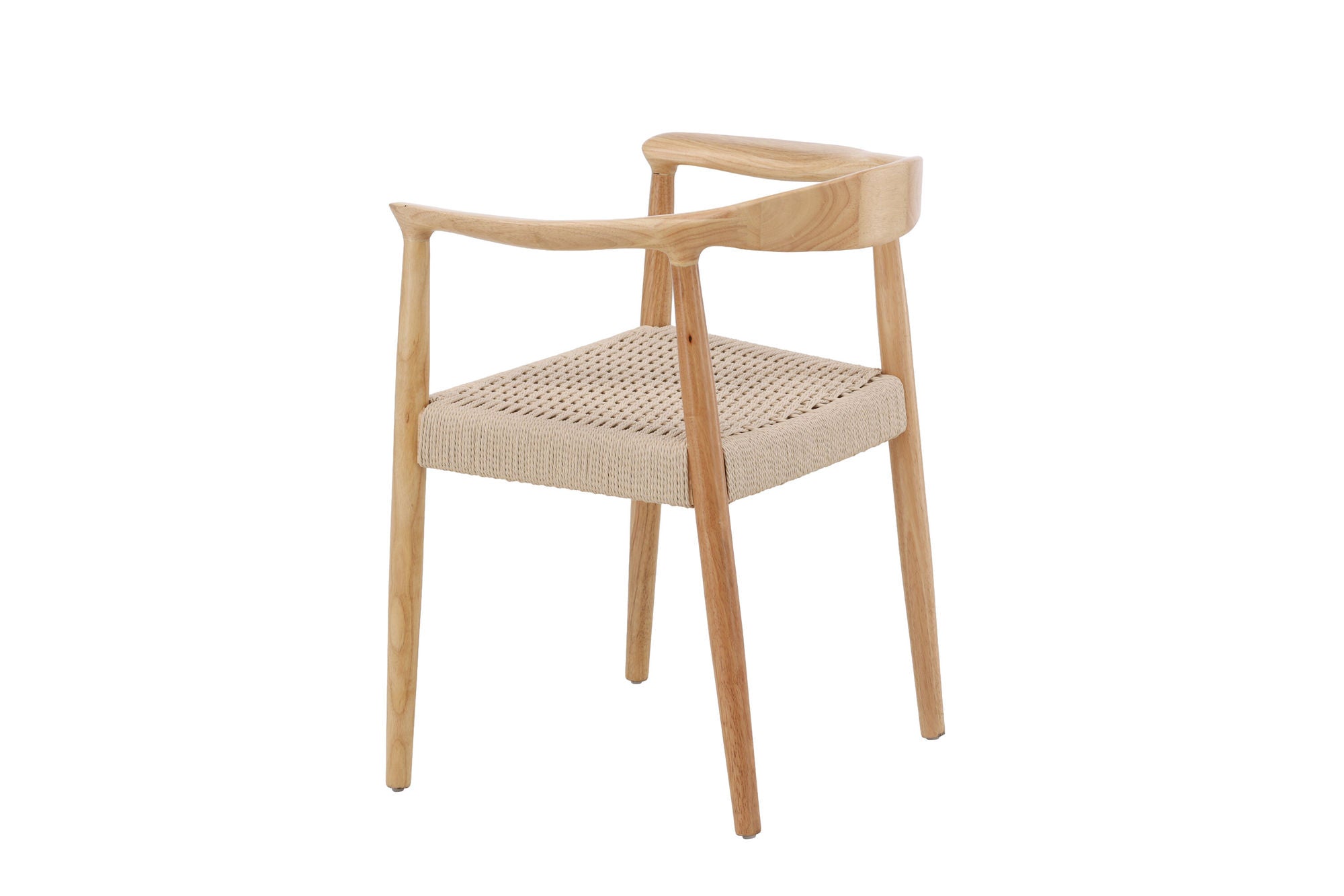 Vind Lovön Spisebordsstol 2-Pack - Rubberwood Frame Whitewash / Beige Rope