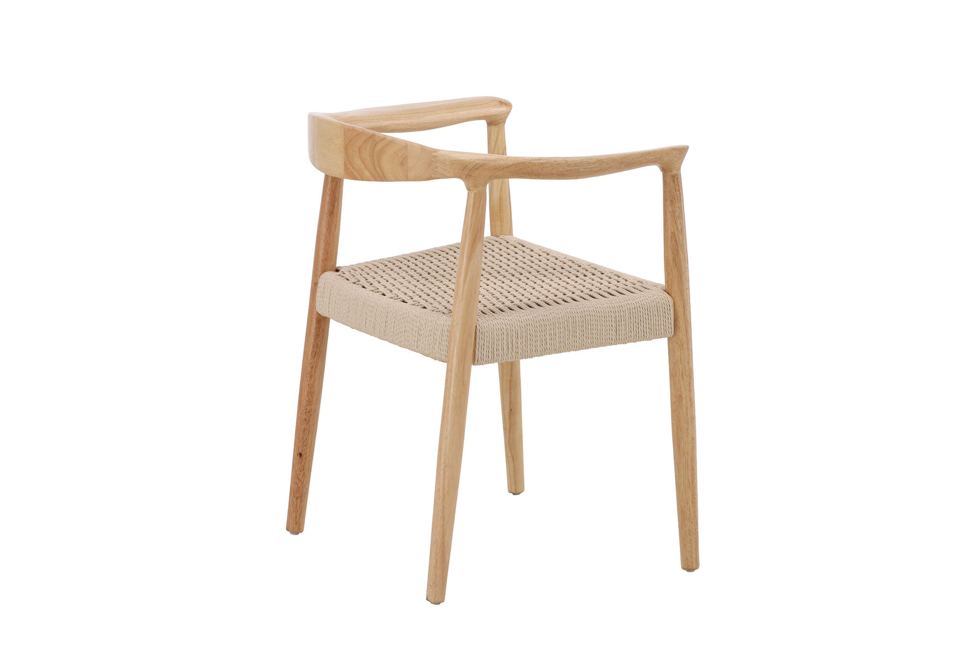 Vind Lovön Spisebordsstol 2-Pack - Rubberwood Frame Whitewash / Beige Rope