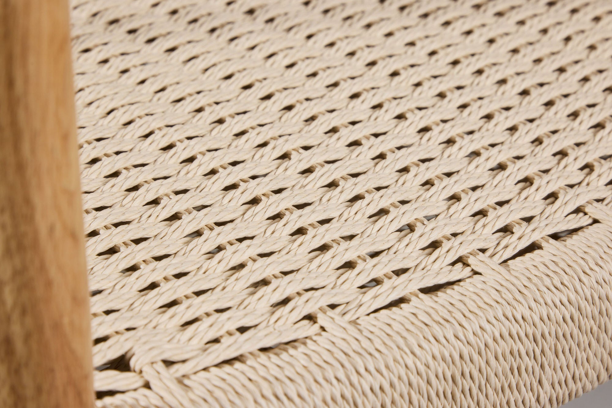 Vind Lovön Spisebordsstol 2-Pack - Rubberwood Frame Whitewash / Beige Rope