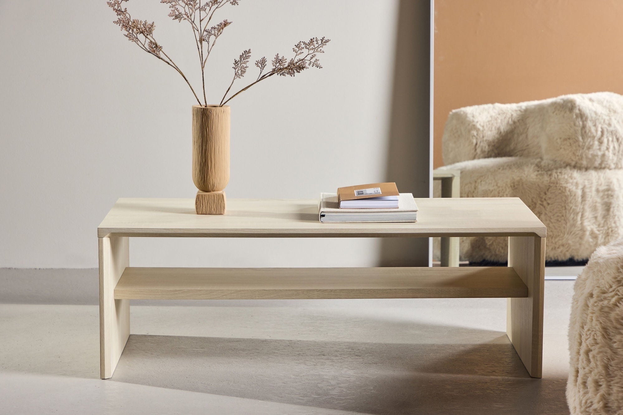 Venture Home Telemarket Sofa bord 110x50x38 cm - MDF with Whitewash 3D-paper