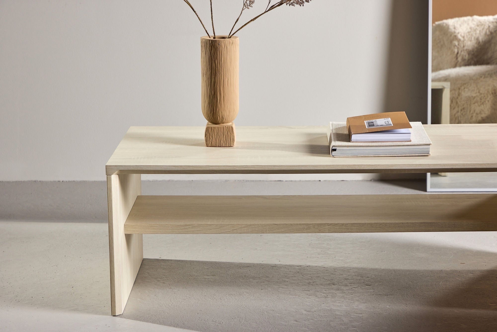 Venture Home Telemarket Sofa bord 110x50x38 cm - MDF with Whitewash 3D-paper