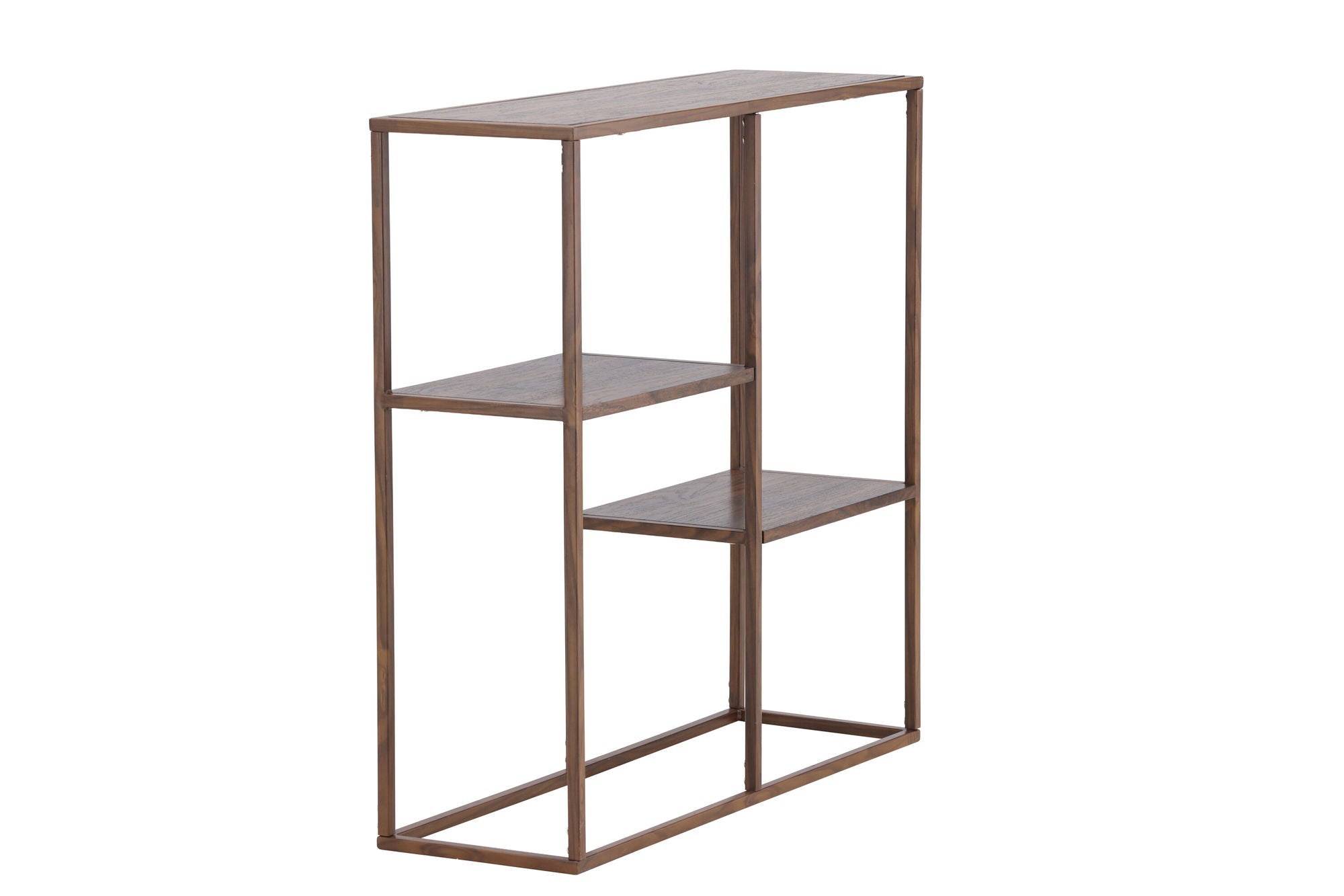 Venture Home Staal reol 80x26x81 cm - Steel Frame Walnut / MDF with Walnut 3D Paper