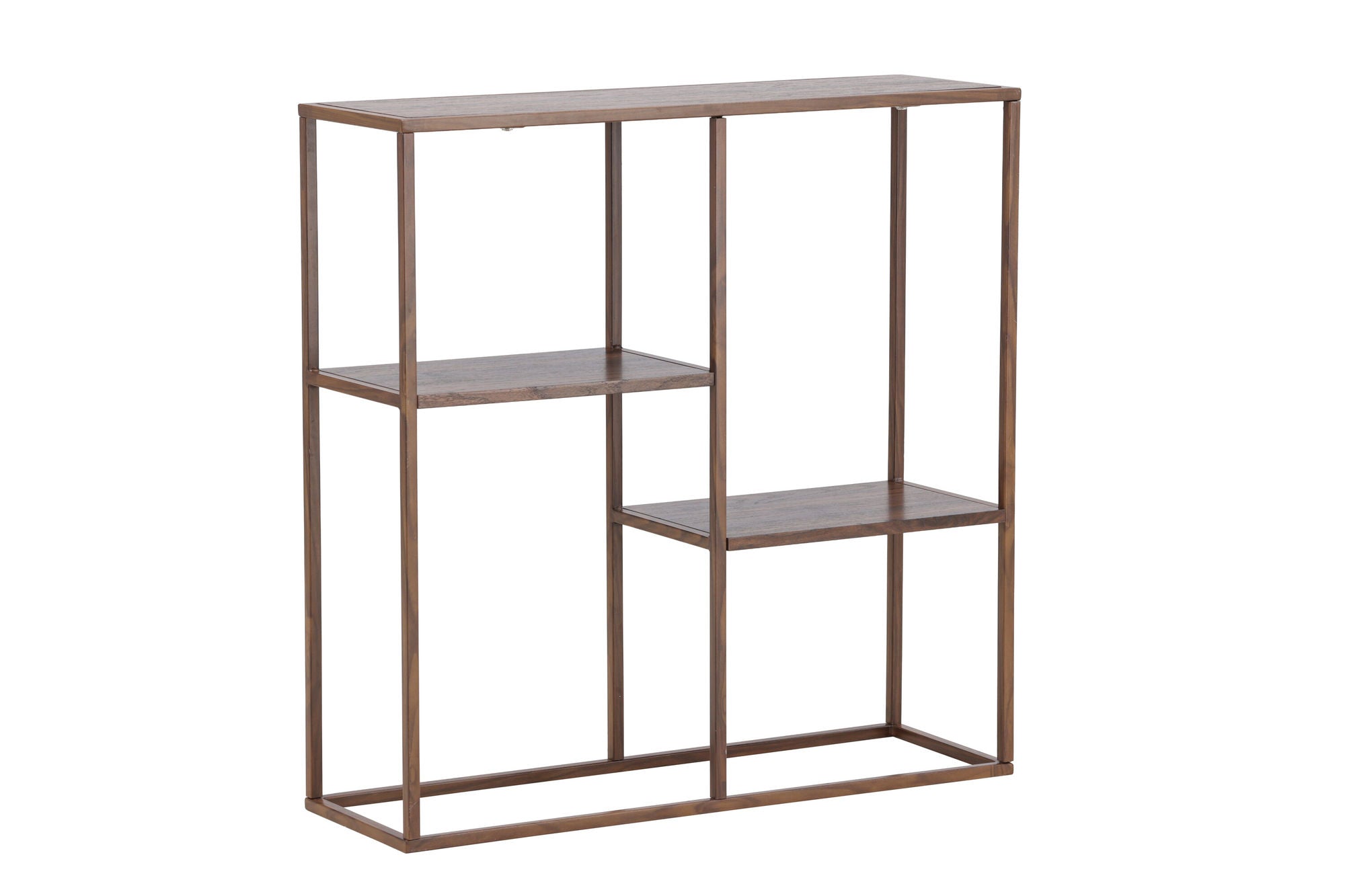 Venture Home Staal reol 80x26x81 cm - Steel Frame Walnut / MDF with Walnut 3D Paper
