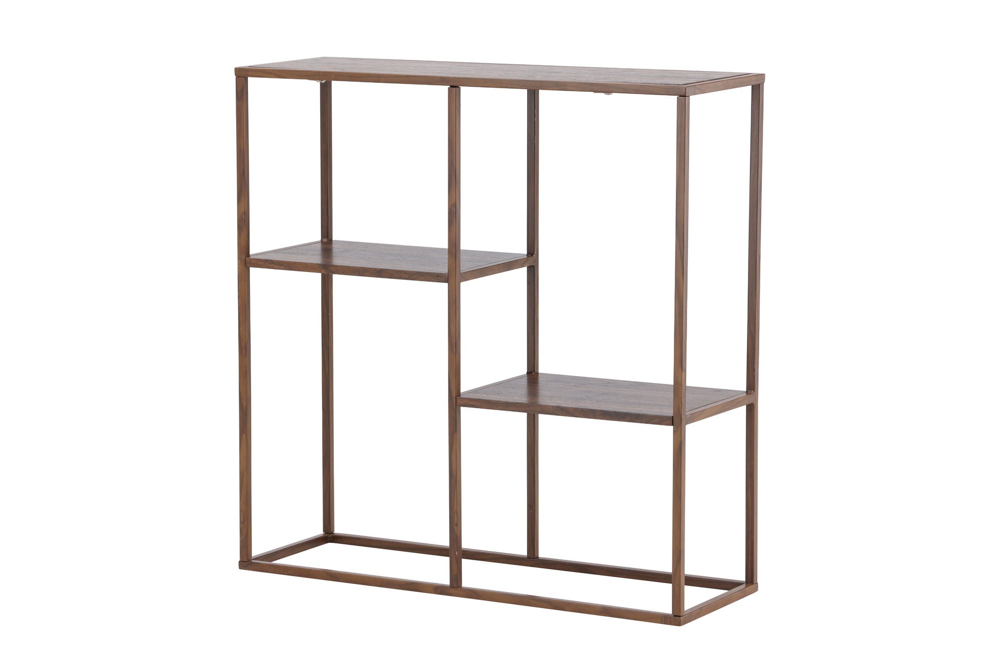 Venture Home Staal reol 80x26x81 cm - Steel Frame Walnut / MDF with Walnut 3D Paper