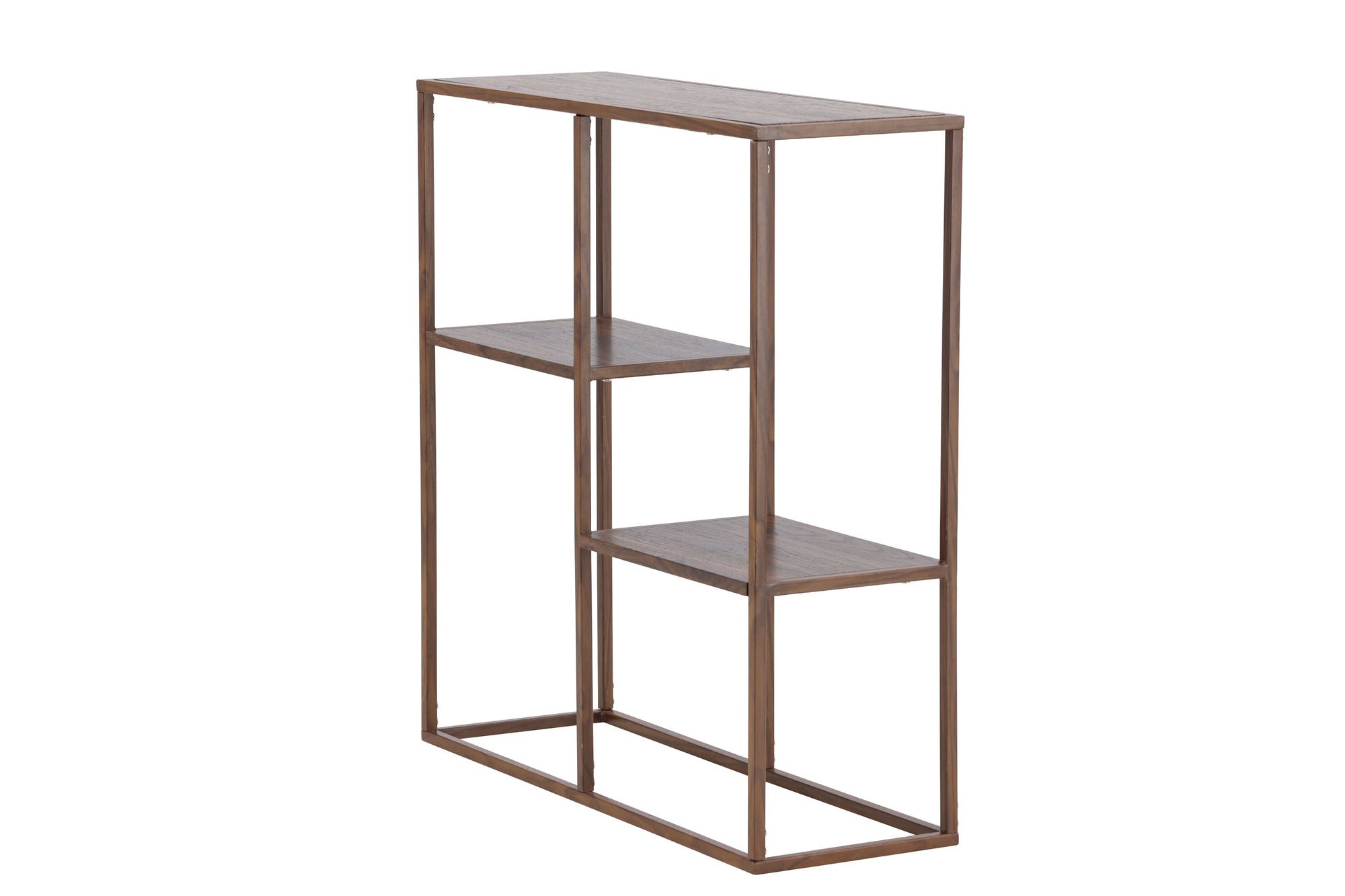Venture Home Staal reol 80x26x81 cm - Steel Frame Walnut / MDF with Walnut 3D Paper