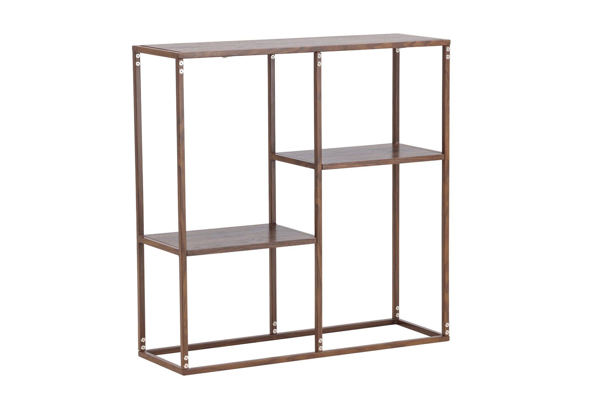 Venture Home Staal reol 80x26x81 cm - Steel Frame Walnut / MDF with Walnut 3D Paper
