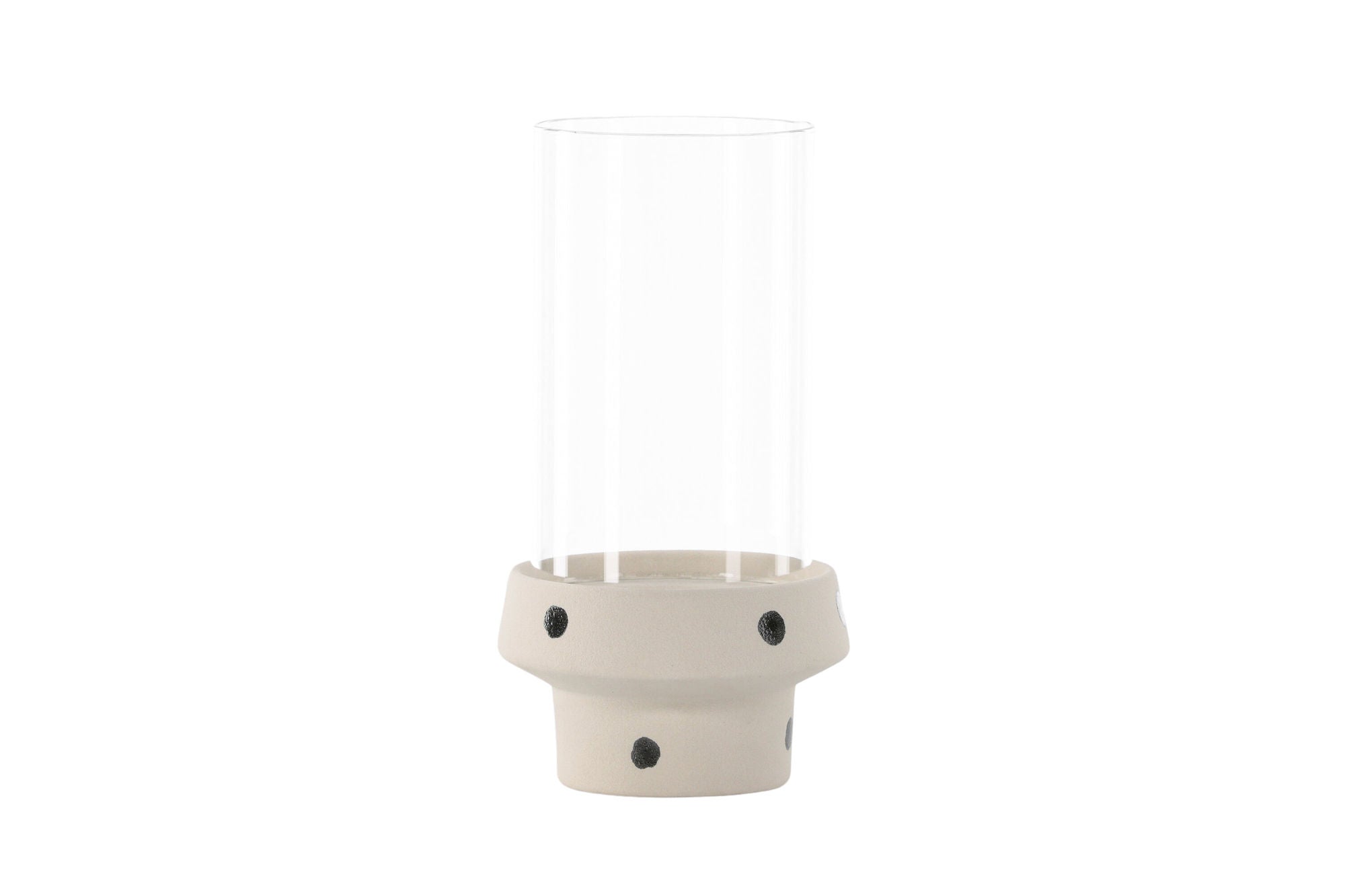Venture Home Davida Lantern -  White/Black Dots/Clear Glass - 15*H29cm