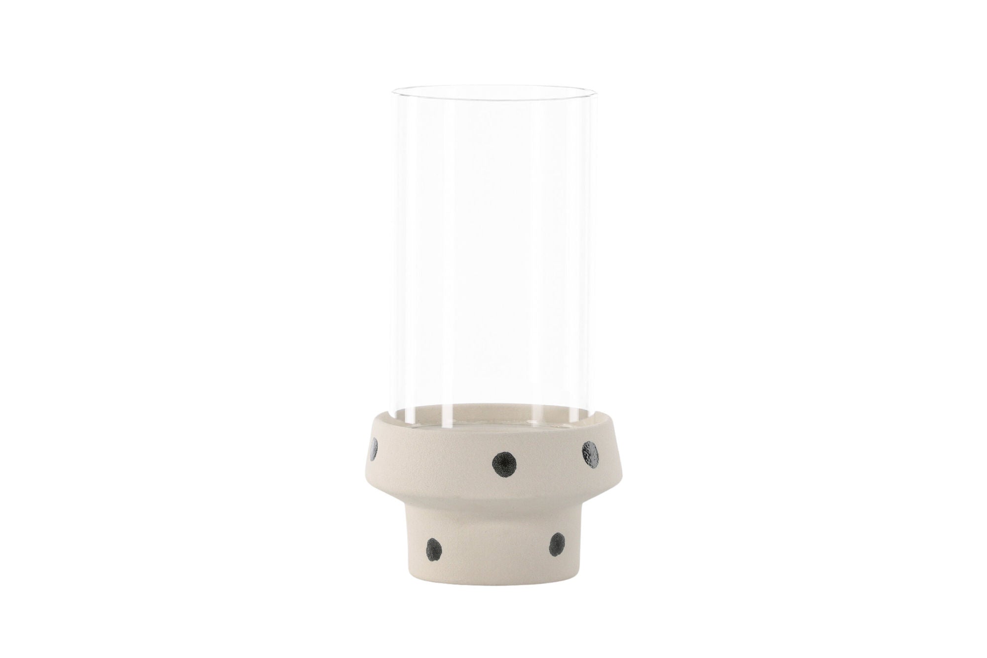 Venture Home Davida Lantern -  White/Black Dots/Clear Glass - 15*H29cm