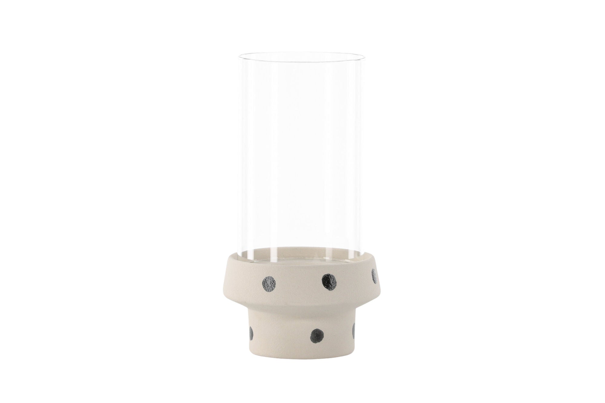 Venture Home Davida Lantern -  White/Black Dots/Clear Glass - 15*H29cm