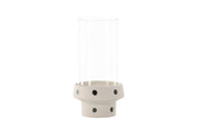 Venture Home Davida Lantern -  White/Black Dots/Clear Glass - 15*H29cm