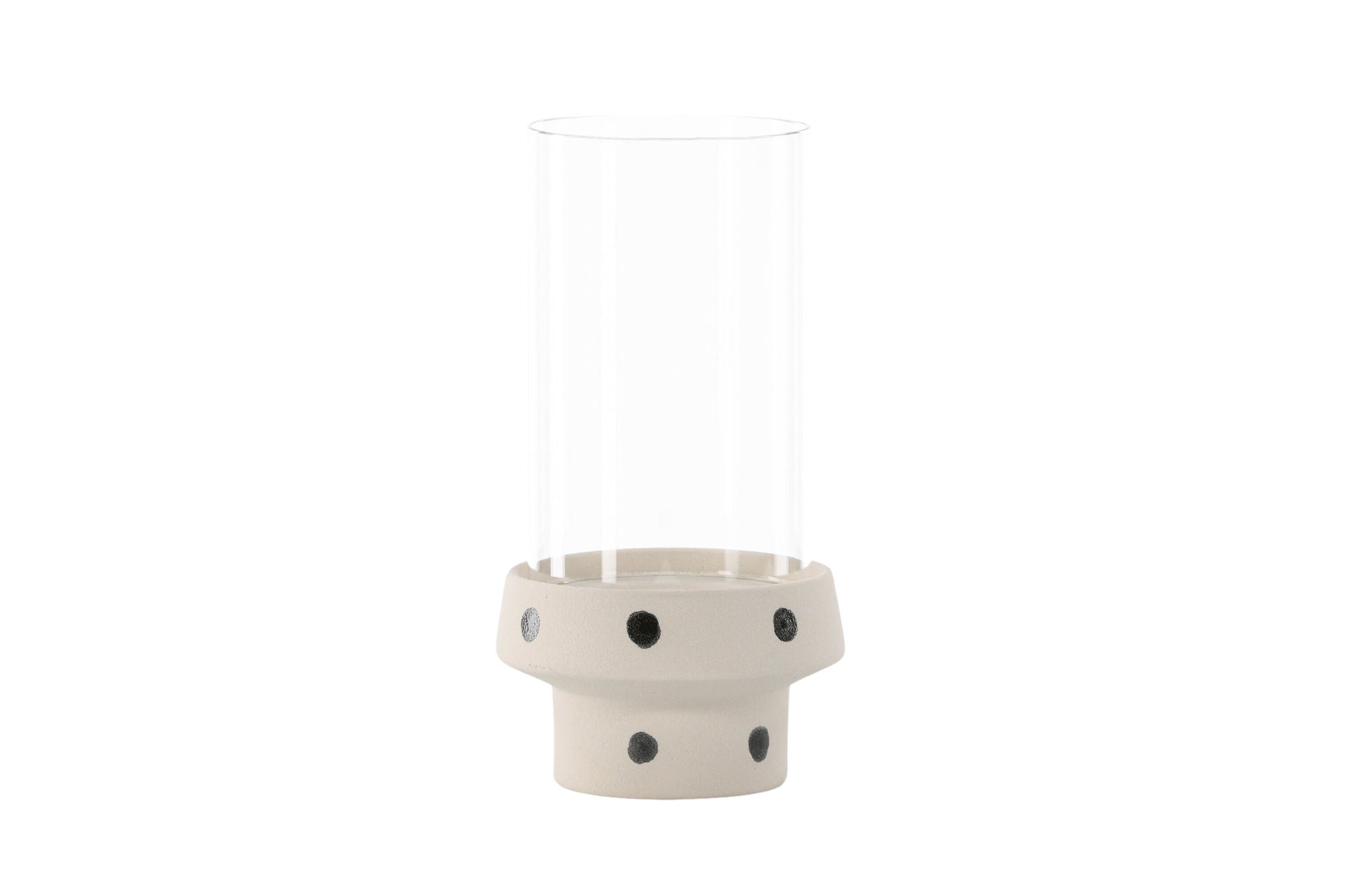 Venture Home Davida Lantern -  White/Black Dots/Clear Glass - 15*H29cm