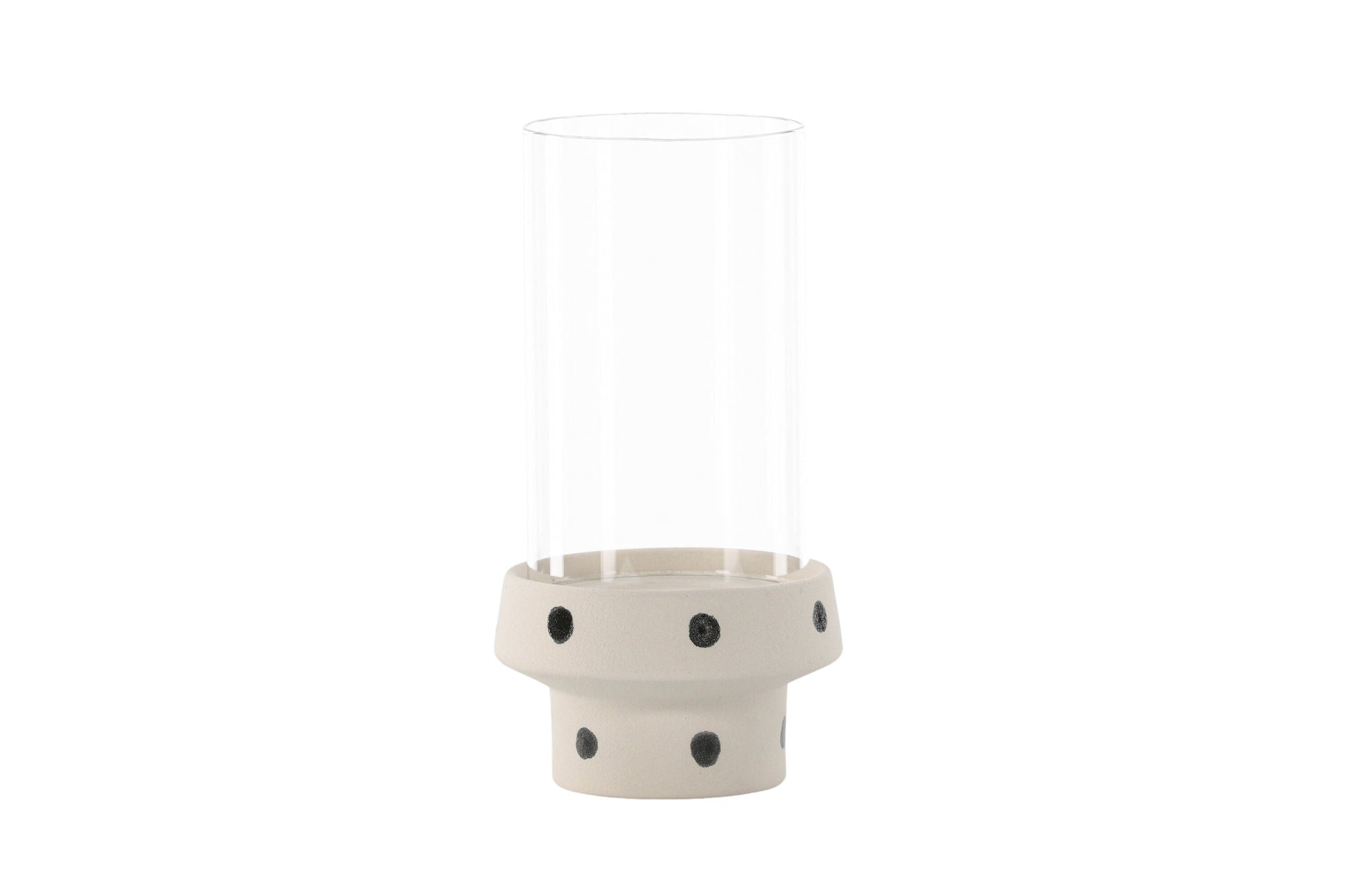 Venture Home Davida Lantern -  White/Black Dots/Clear Glass - 15*H29cm