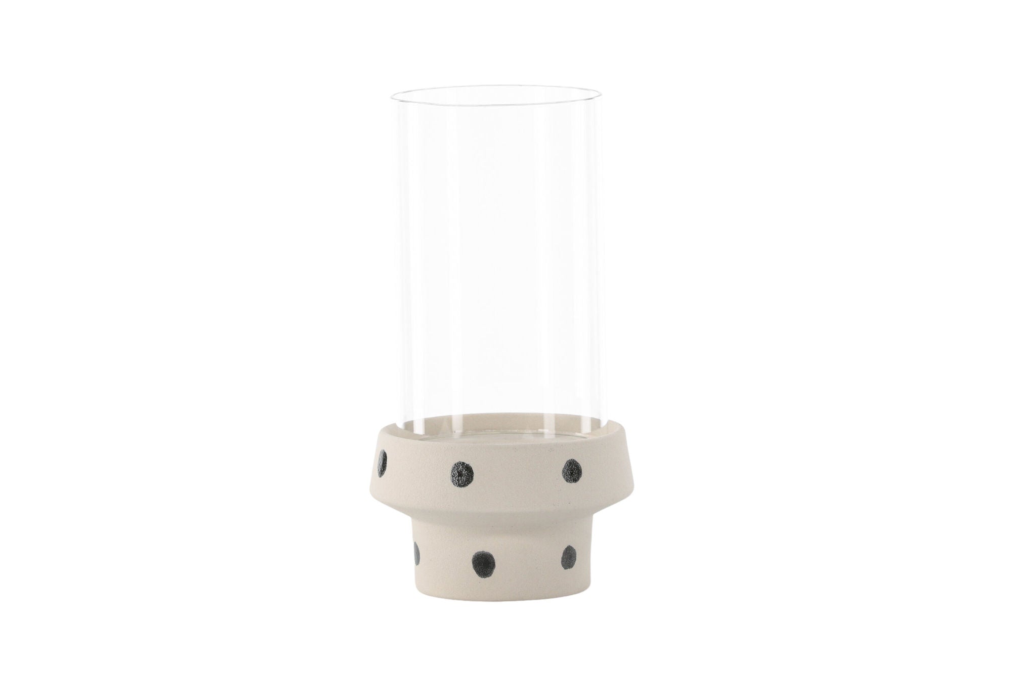 Venture Home Davida Lantern -  White/Black Dots/Clear Glass - 15*H29cm