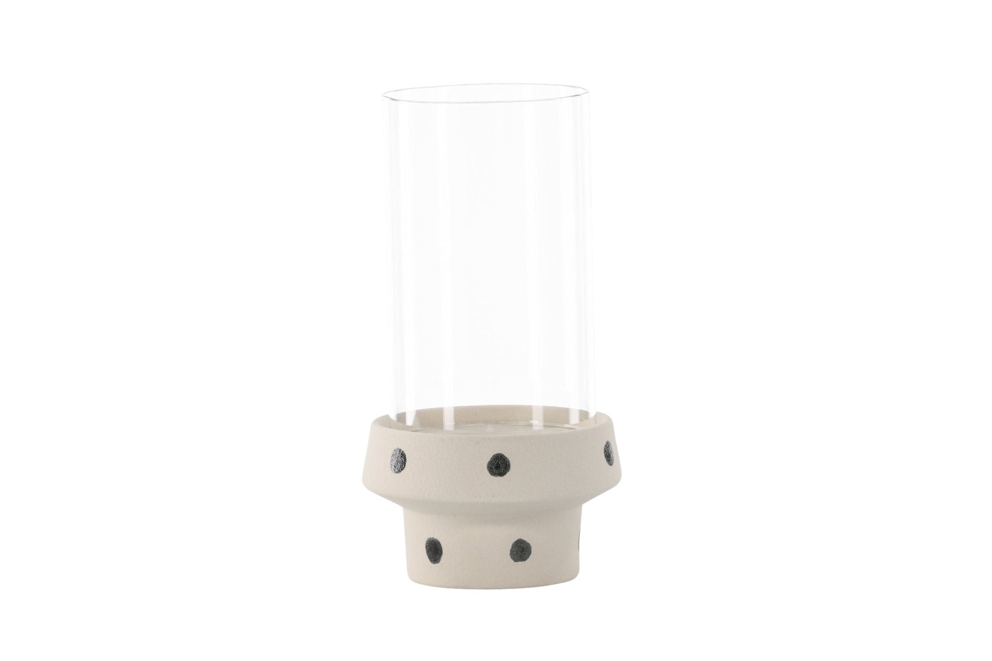 Venture Home Davida Lantern -  White/Black Dots/Clear Glass - 15*H29cm