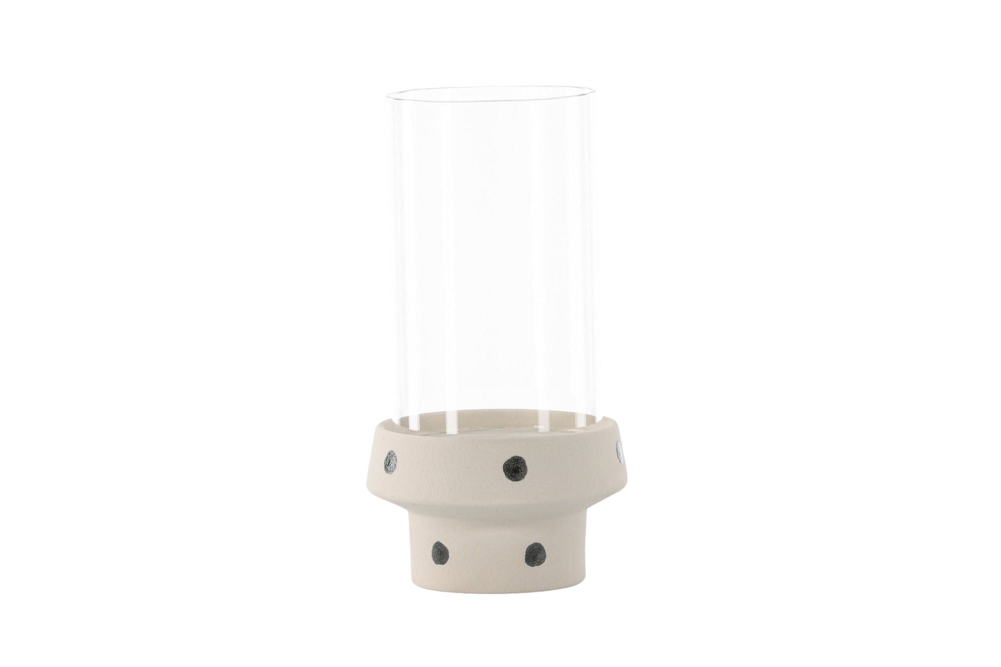 Venture Home Davida Lantern -  White/Black Dots/Clear Glass - 15*H29cm