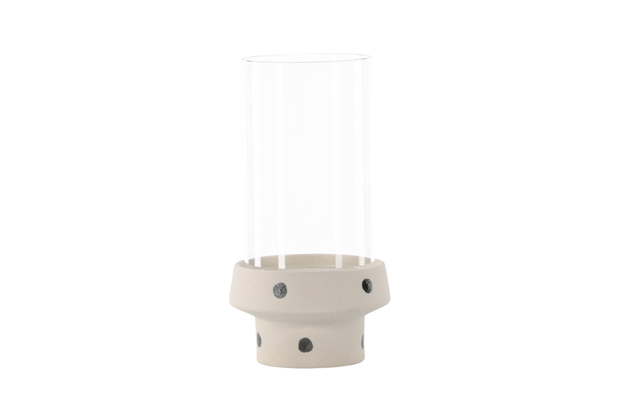 Venture Home Davida Lantern -  White/Black Dots/Clear Glass - 15*H29cm