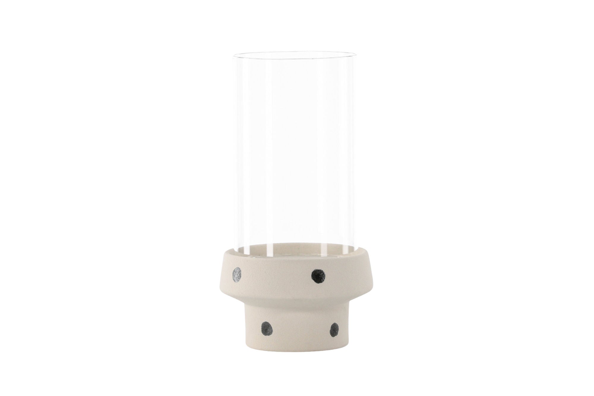 Venture Home Davida Lantern -  White/Black Dots/Clear Glass - 15*H29cm