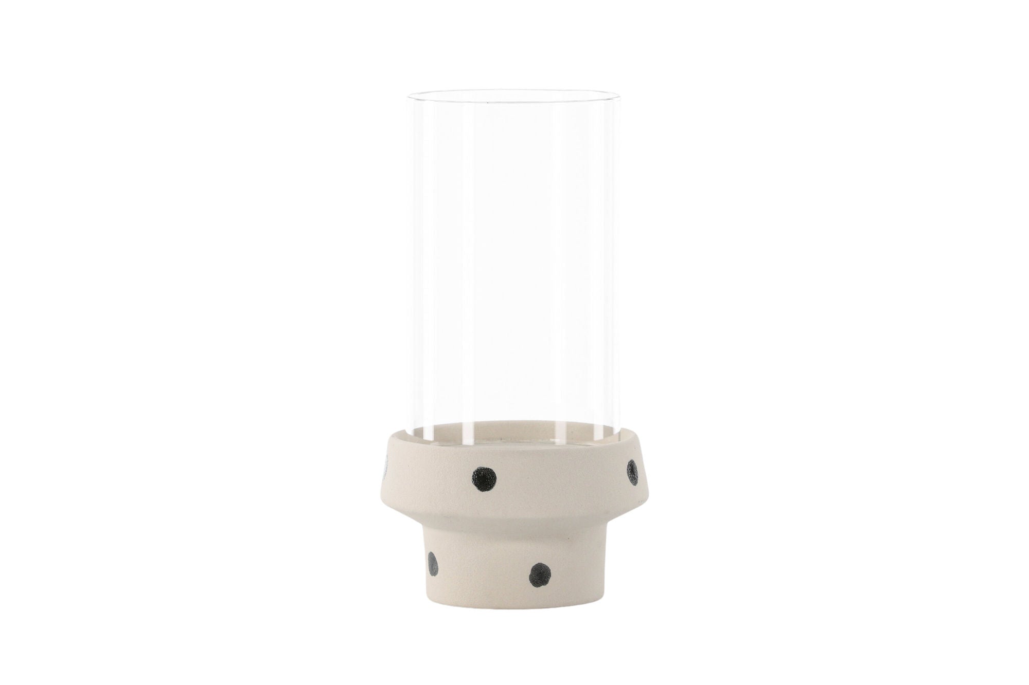 Venture Home Davida Lantern -  White/Black Dots/Clear Glass - 15*H29cm