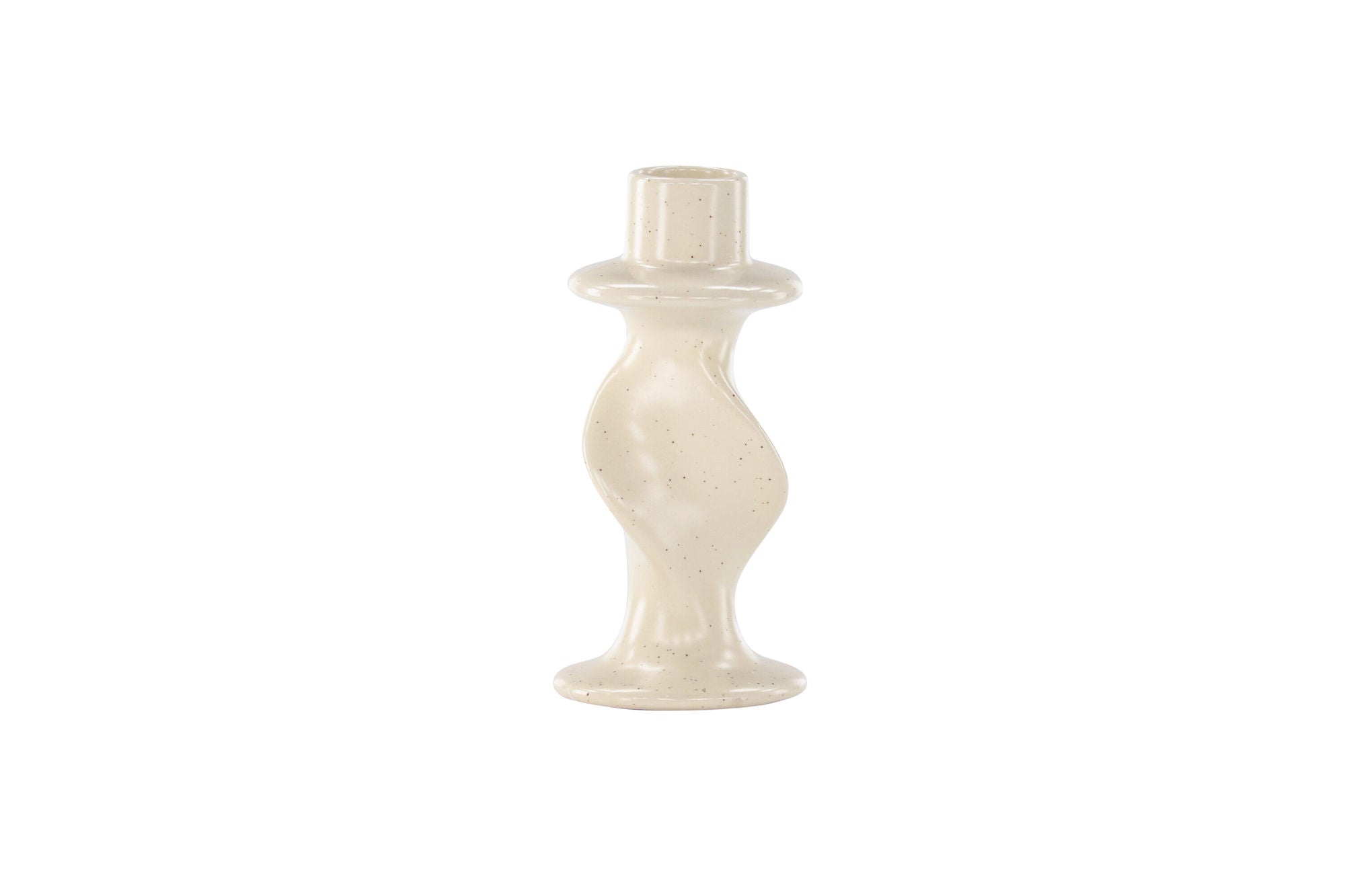 Venture Home Glory Candlestick - Beige/Black Dots - D2*W6*H12cm