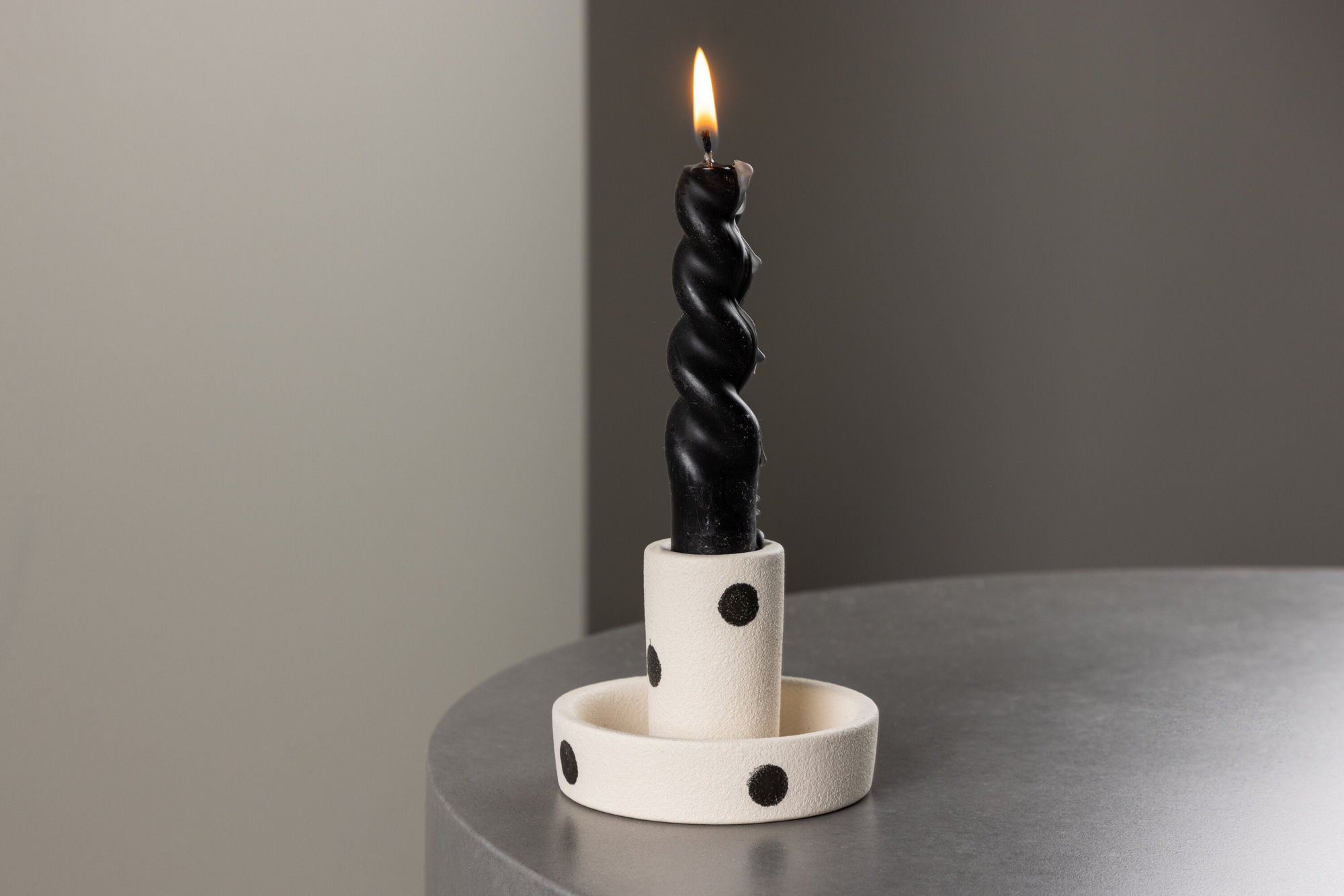 Venture Home Ceco Candlestick - White/Black Dots - W11*H6cm