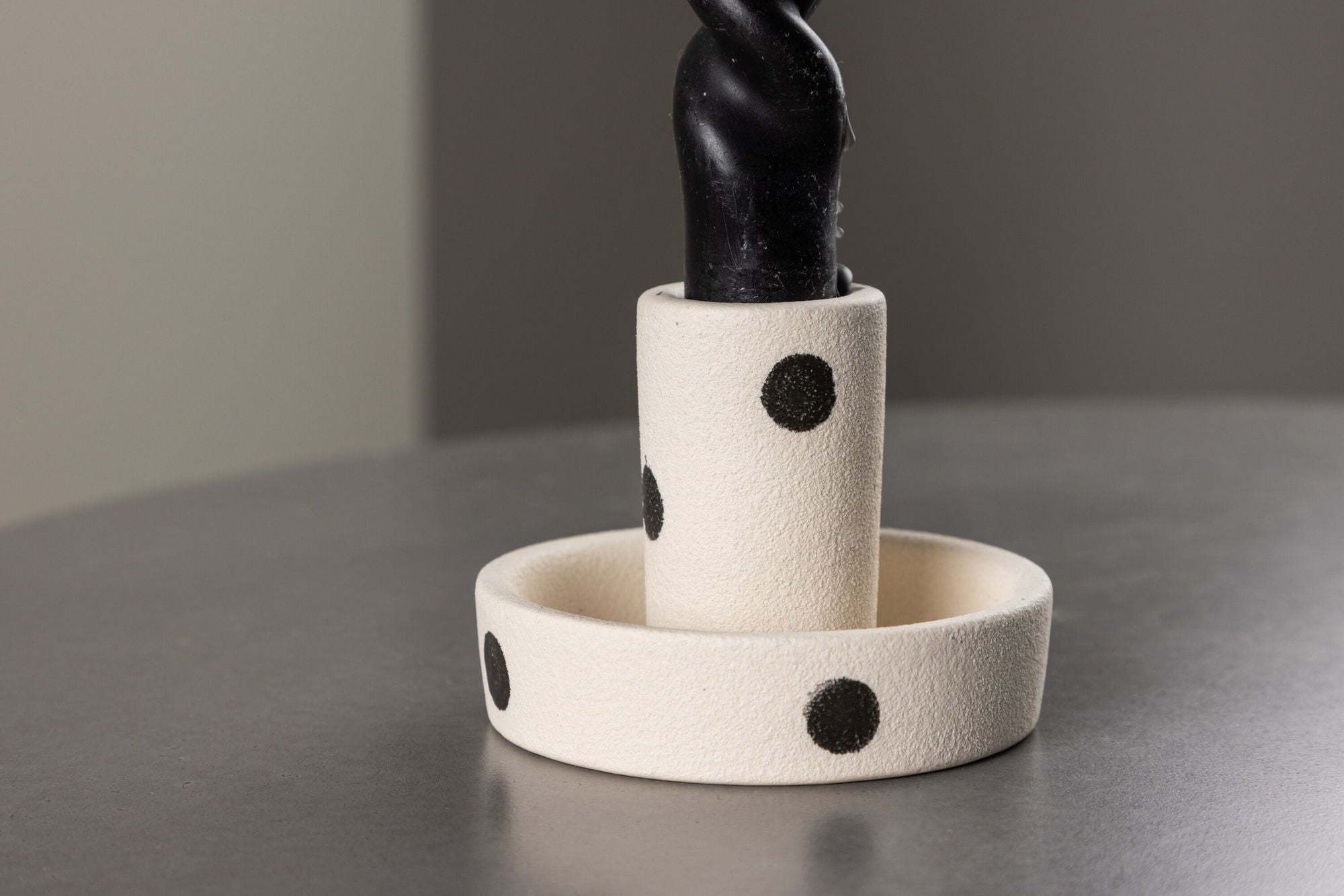 Venture Home Ceco Candlestick - White/Black Dots - W11*H6cm