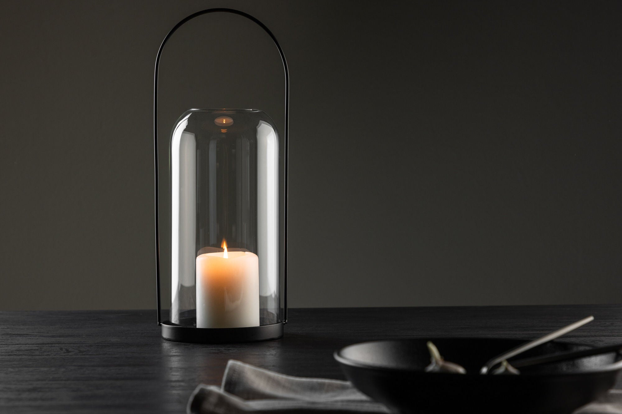 Venture Home Flora Lantern -  Black/Clear Glass -  H35*13cm