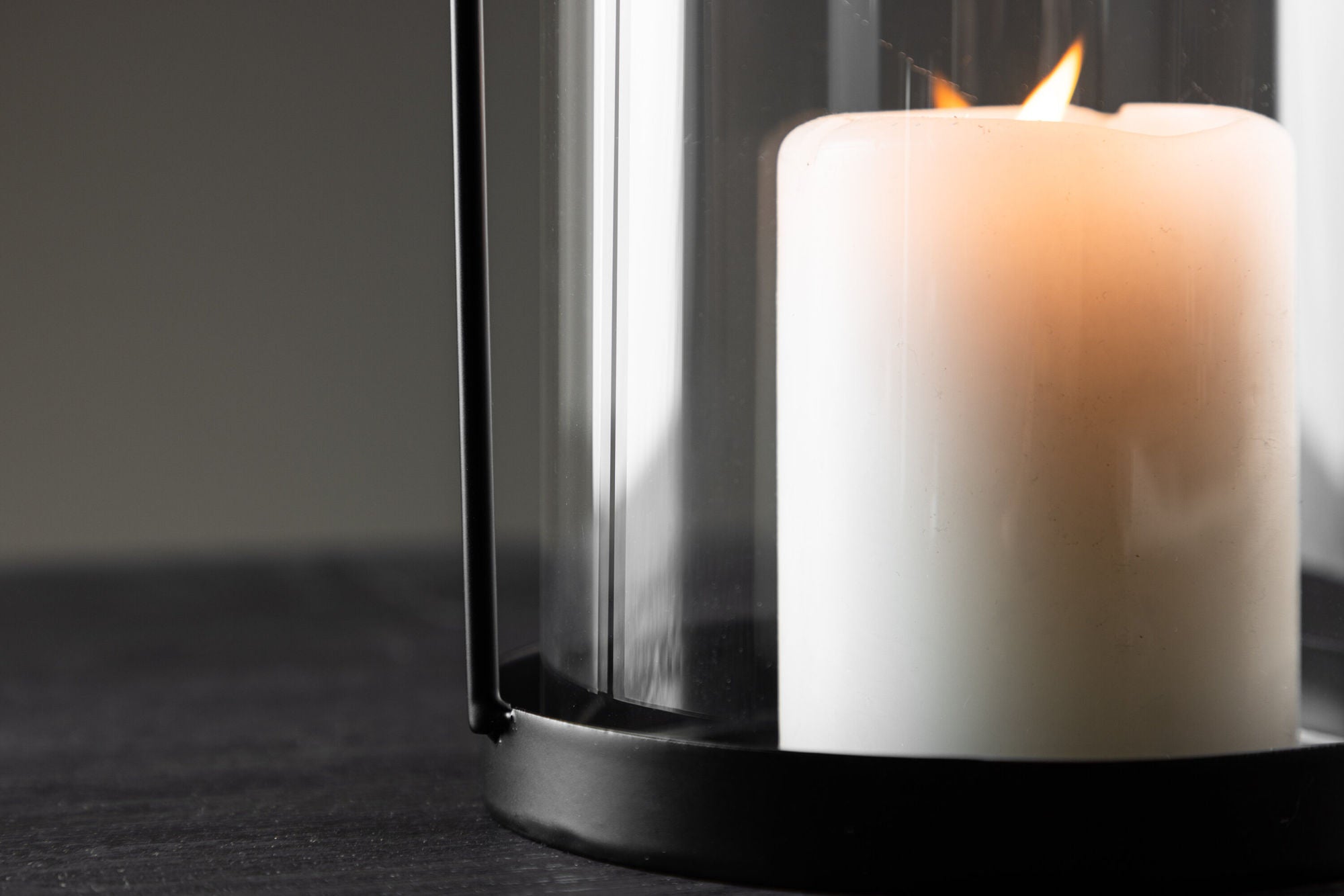 Venture Home Flora Lantern -  Black/Clear Glass -  H35*13cm