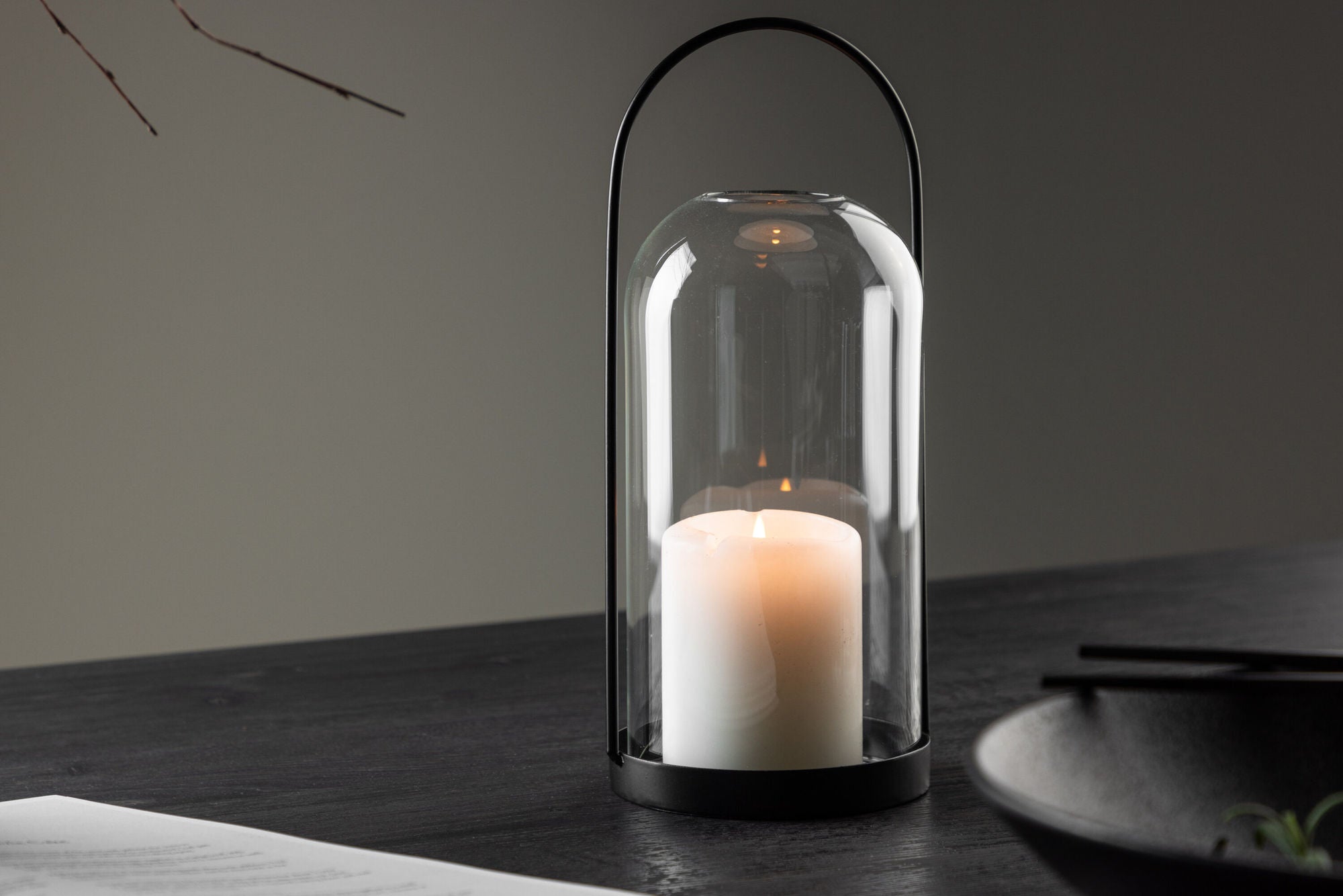 Venture Home Flora Lantern -  Black/Clear Glass -  H25*11cm