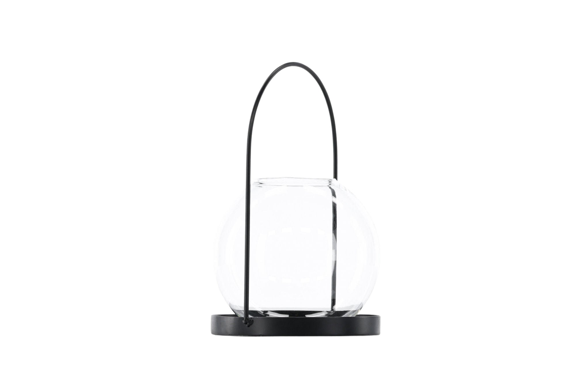 Venture Home Flora Lantern -  Black/Clear Glass -  H22*14cm