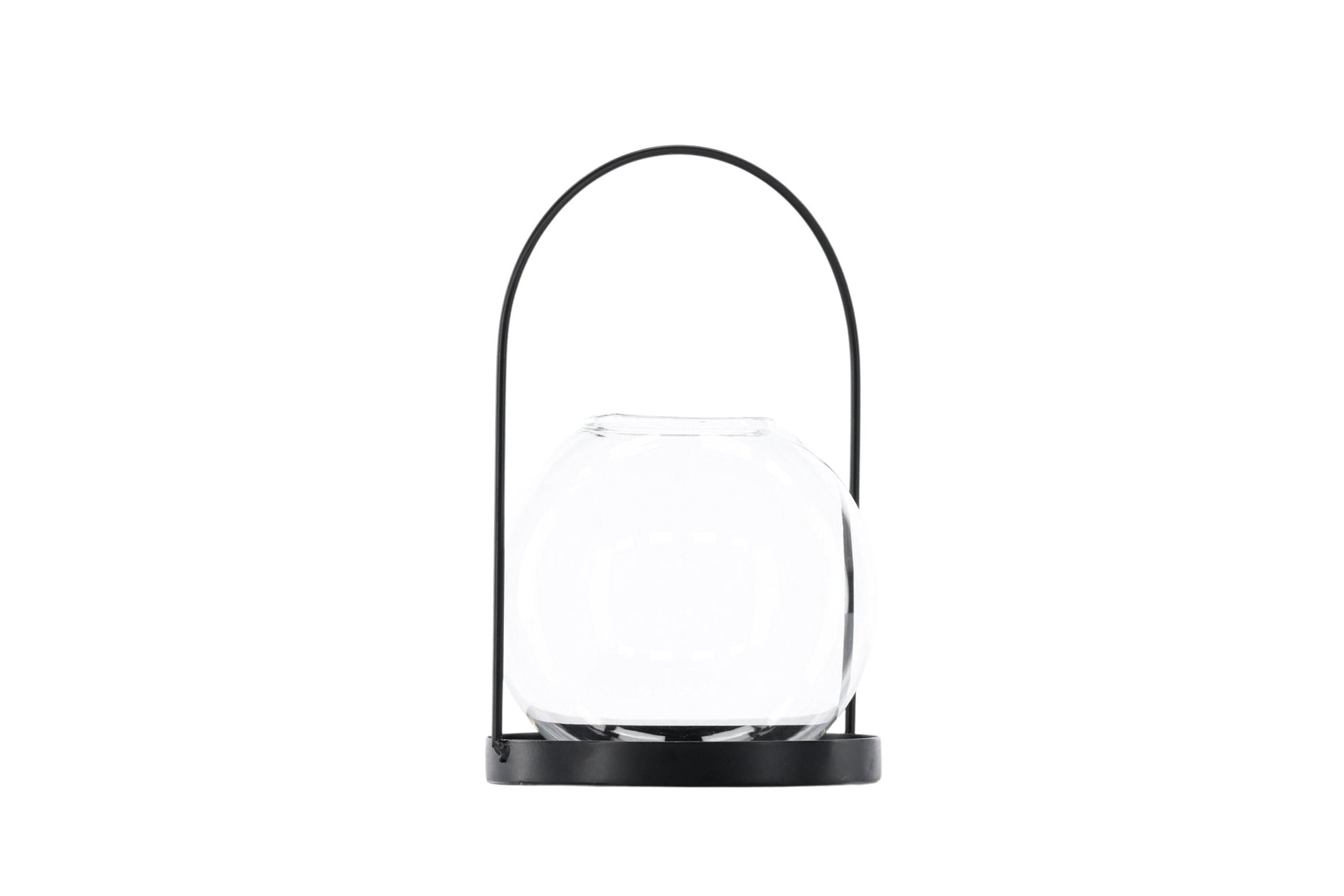 Venture Home Flora Lantern -  Black/Clear Glass -  H22*14cm