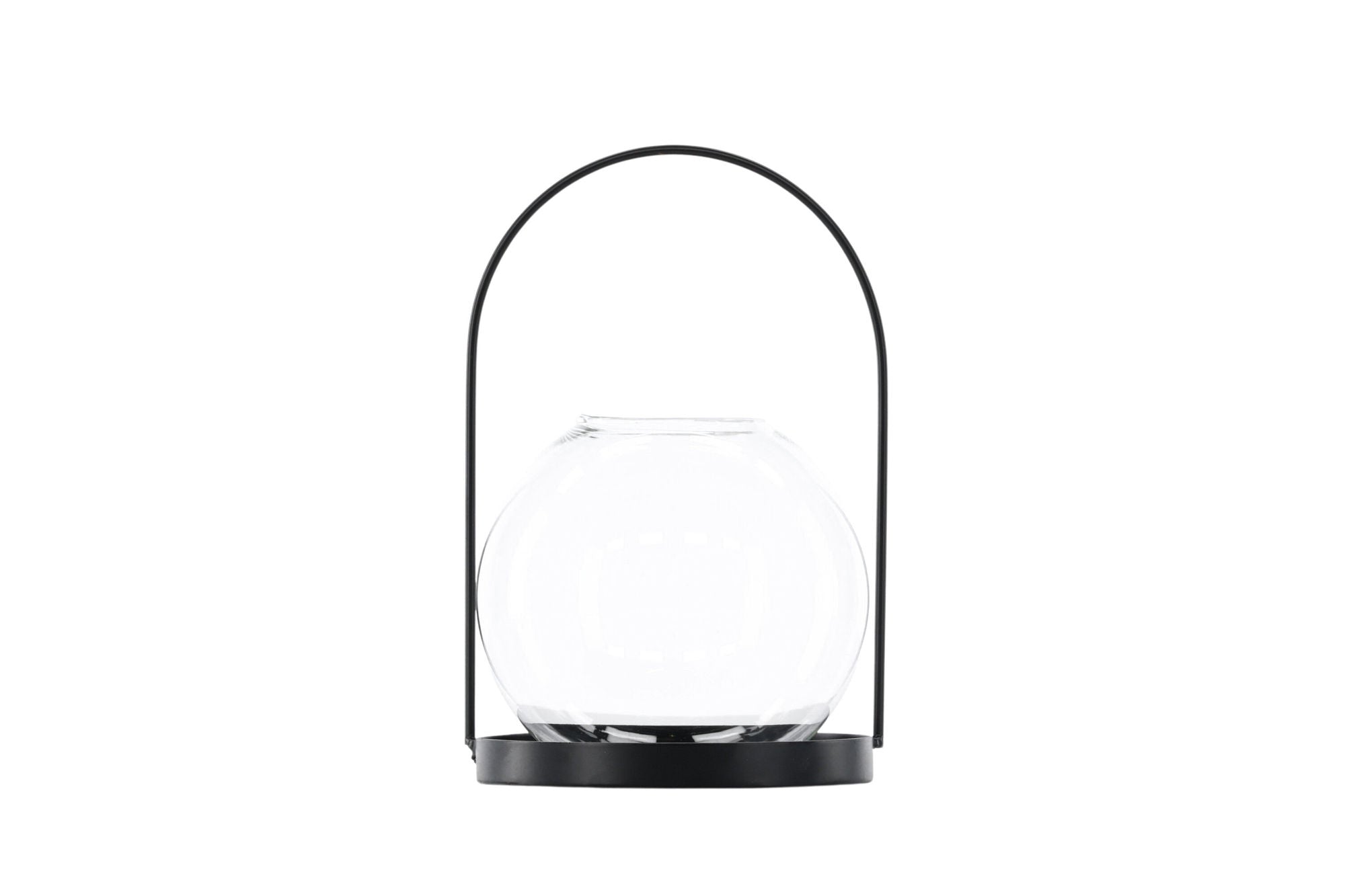 Venture Home Flora Lantern -  Black/Clear Glass -  H22*14cm