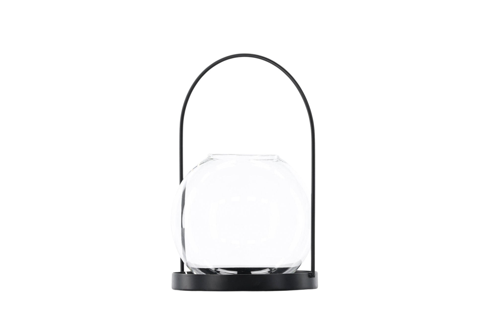 Venture Home Flora Lantern -  Black/Clear Glass -  H22*14cm