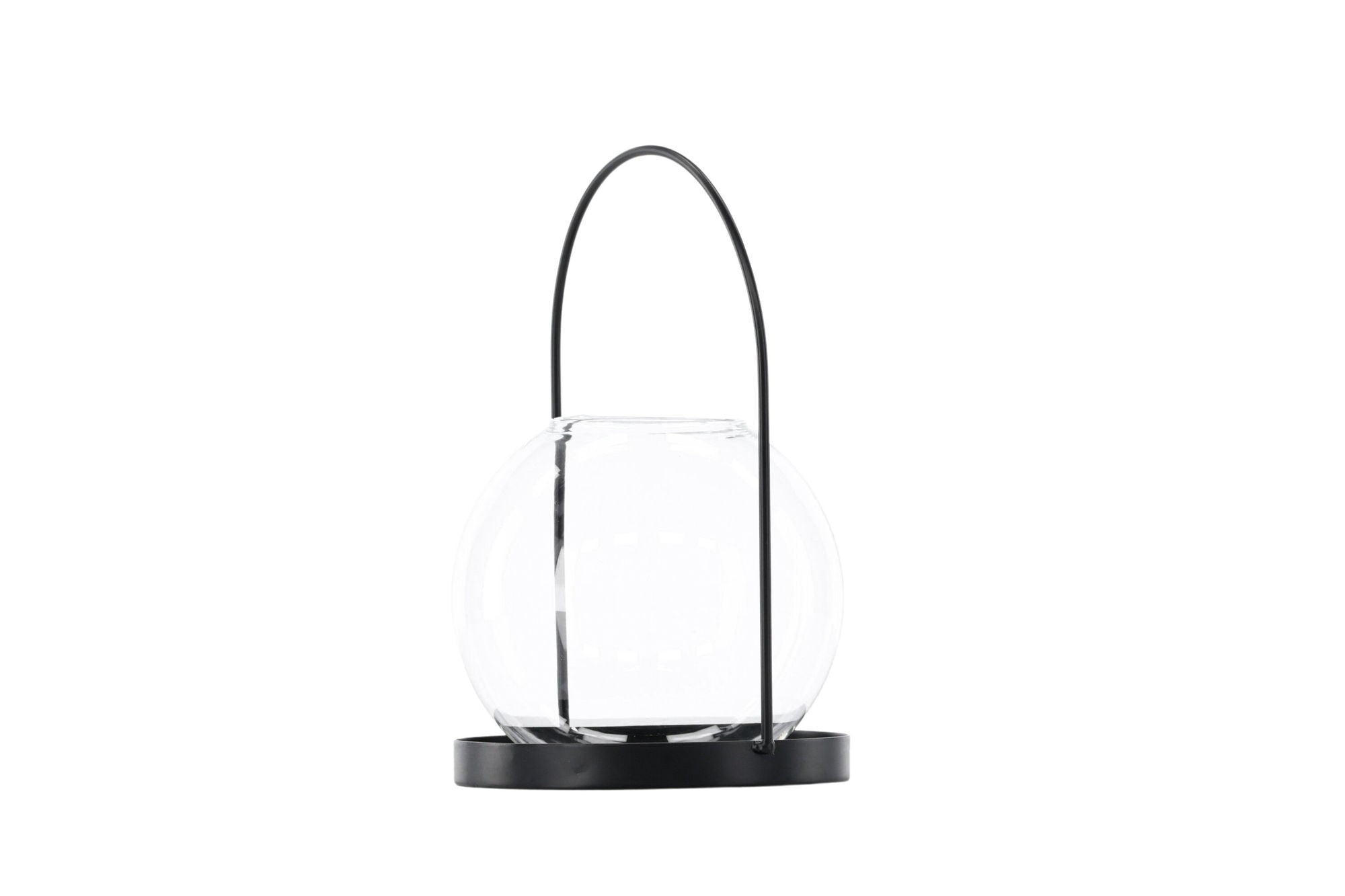 Venture Home Flora Lantern -  Black/Clear Glass -  H22*14cm