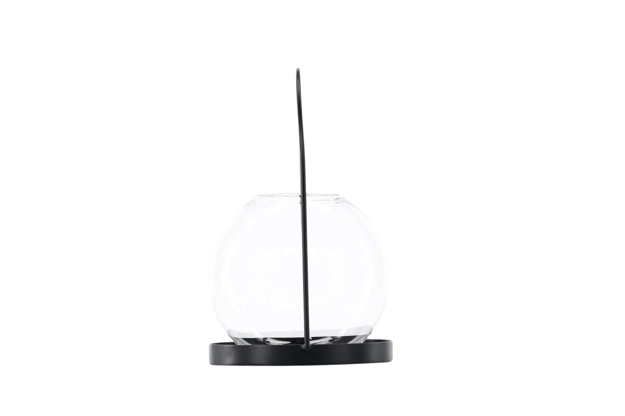 Venture Home Flora Lantern -  Black/Clear Glass -  H22*14cm