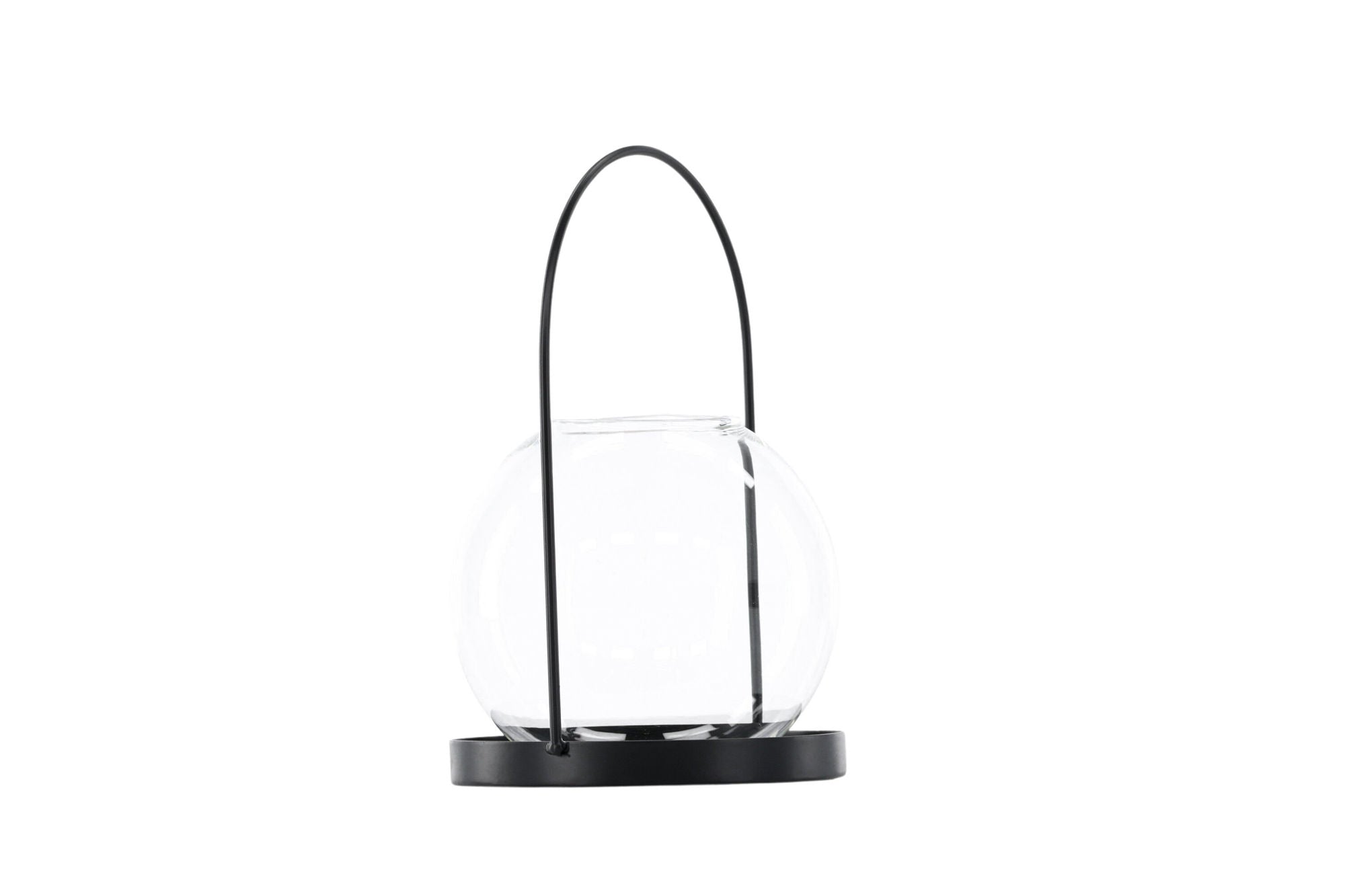 Venture Home Flora Lantern -  Black/Clear Glass -  H22*14cm