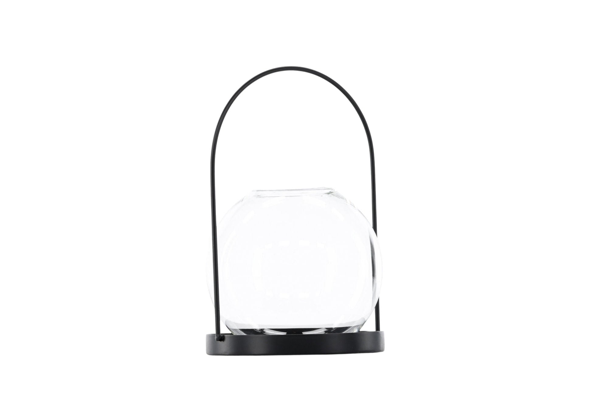 Venture Home Flora Lantern -  Black/Clear Glass -  H22*14cm