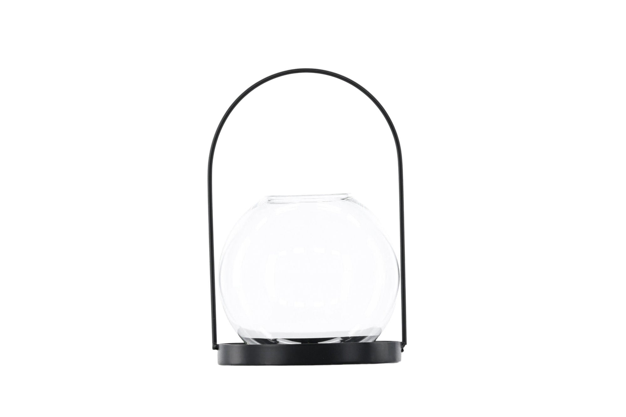 Venture Home Flora Lantern -  Black/Clear Glass -  H22*14cm