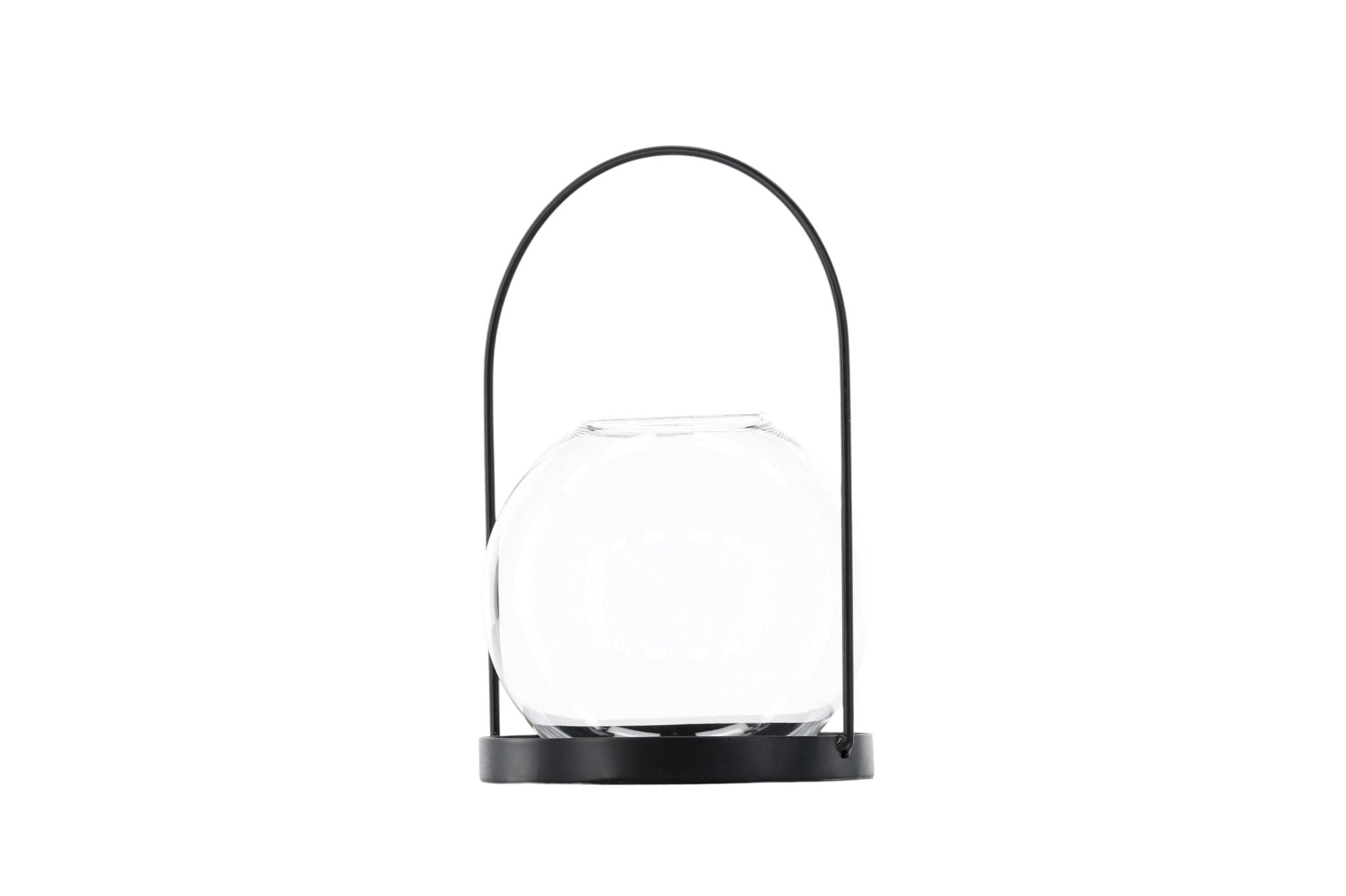 Venture Home Flora Lantern -  Black/Clear Glass -  H22*14cm