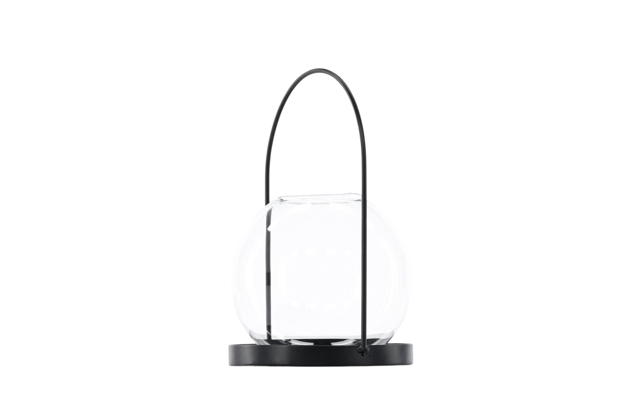 Venture Home Flora Lantern -  Black/Clear Glass -  H22*14cm