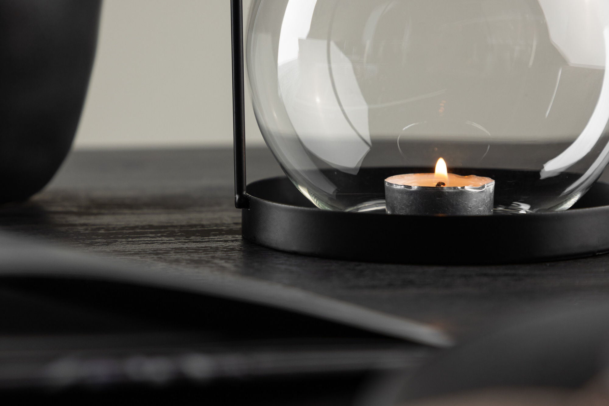 Venture Home Flora Lantern -  Black/Clear Glass -  H22*14cm
