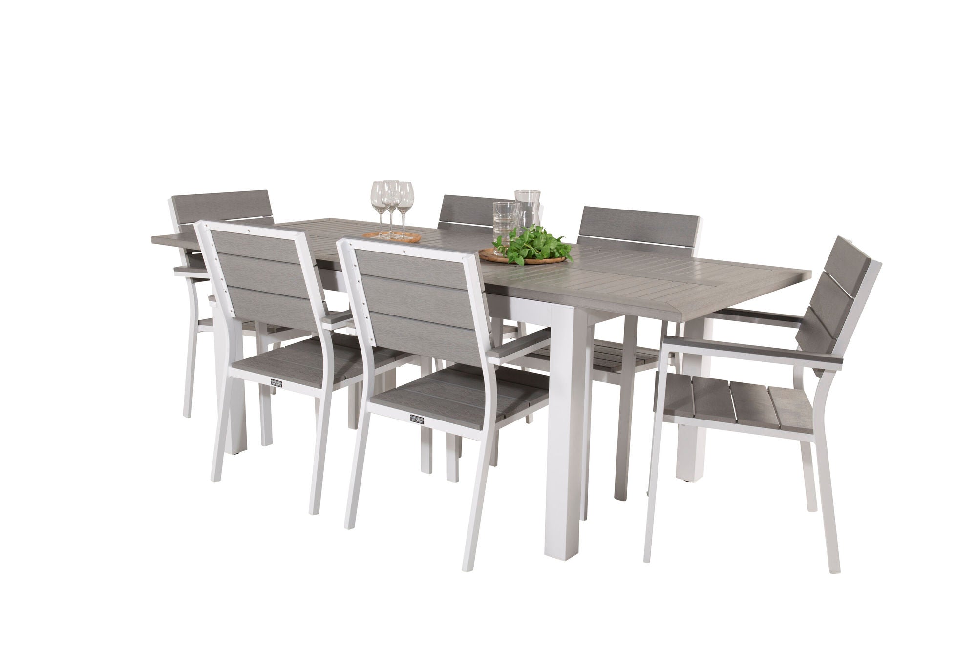 Venture Home Albany spisebord 152/210*90 - White Alu / Grey Aintwood+Levels stol (stackable) - White Alu / Grey Aintwood_6