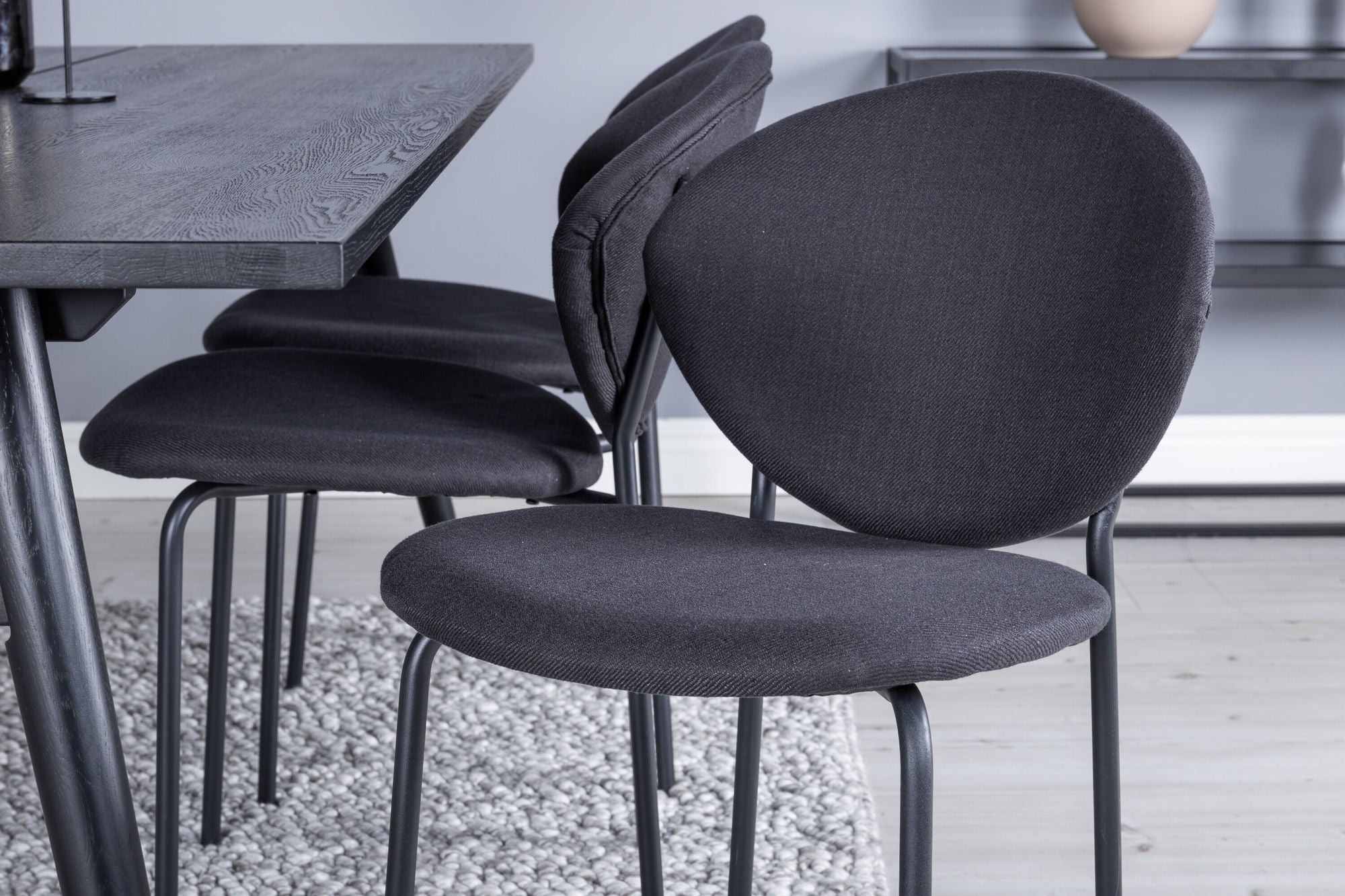 Venture Home Sleek Extentionbord Black Brushed - 195*95+Vault Spisebordsstol - Black Legs - Black Fabric_6