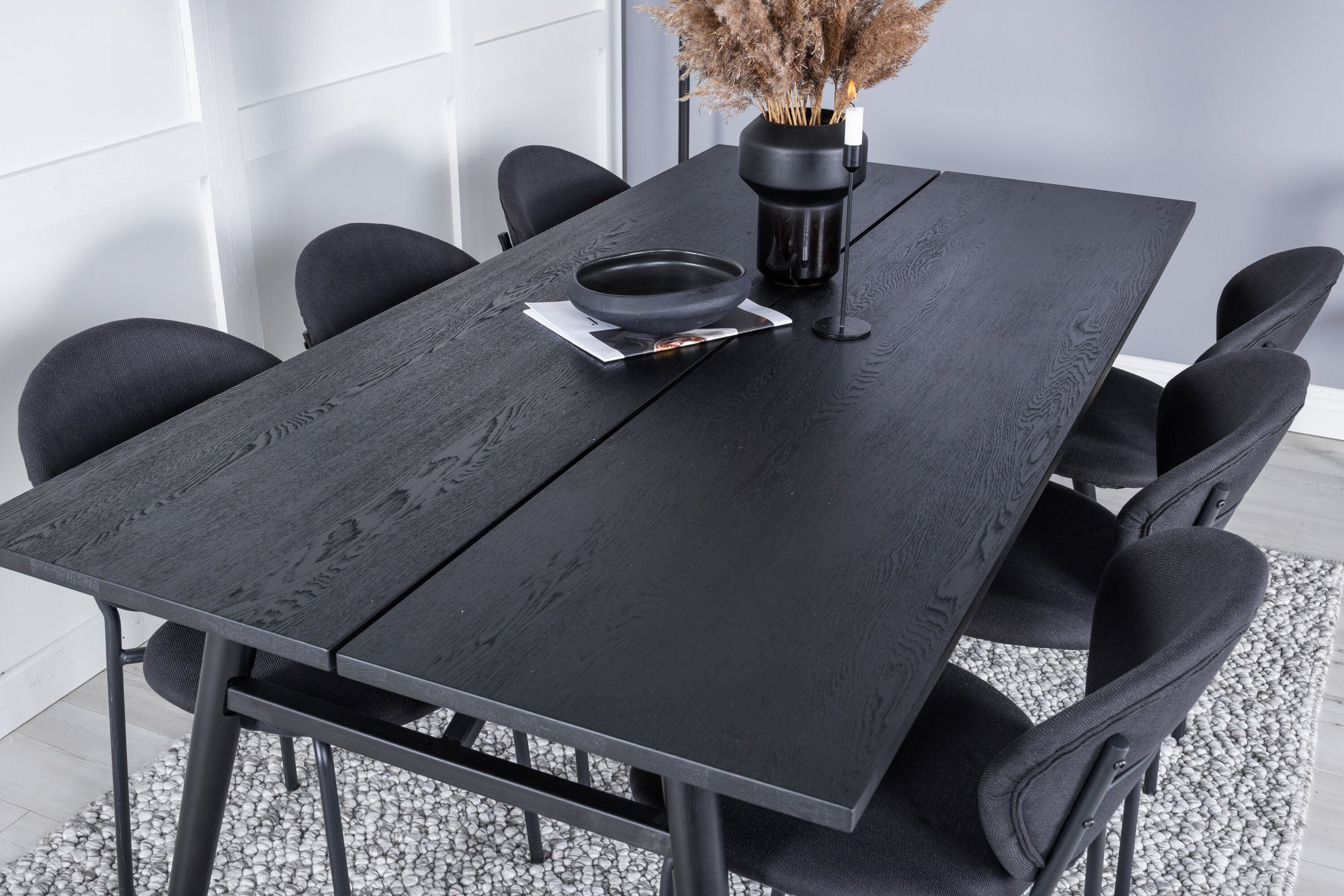 Venture Home Sleek Extentionbord Black Brushed - 195*95+Vault Spisebordsstol - Black Legs - Black Fabric_6