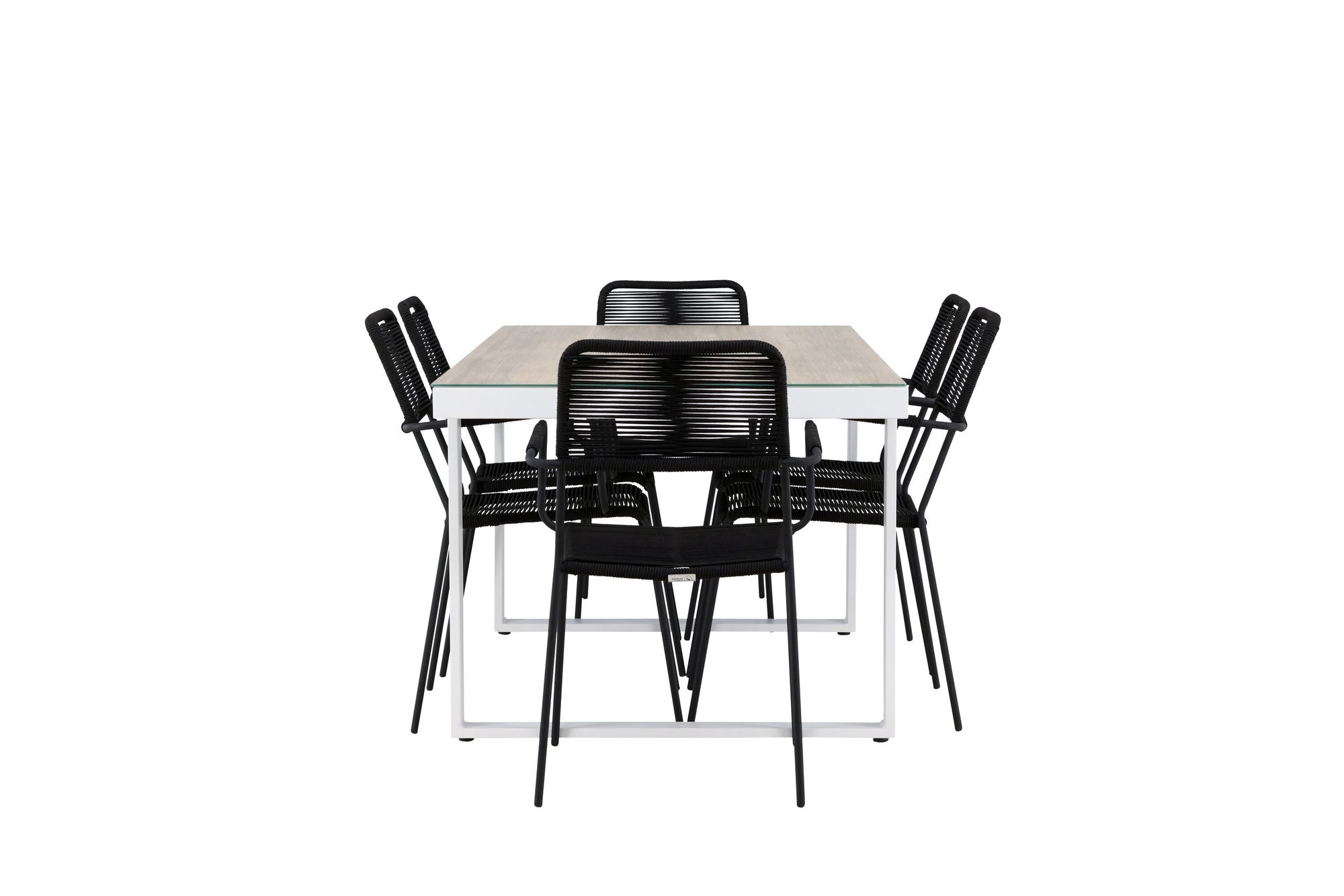 Venture Home Merlo spisebord - White/Whitewash +Lindos Armchair - Black Alu / Black Rope _6