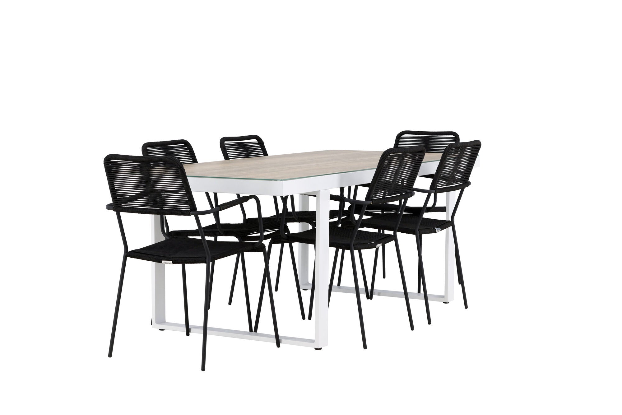 Venture Home Merlo spisebord - White/Whitewash +Lindos Armchair - Black Alu / Black Rope _6