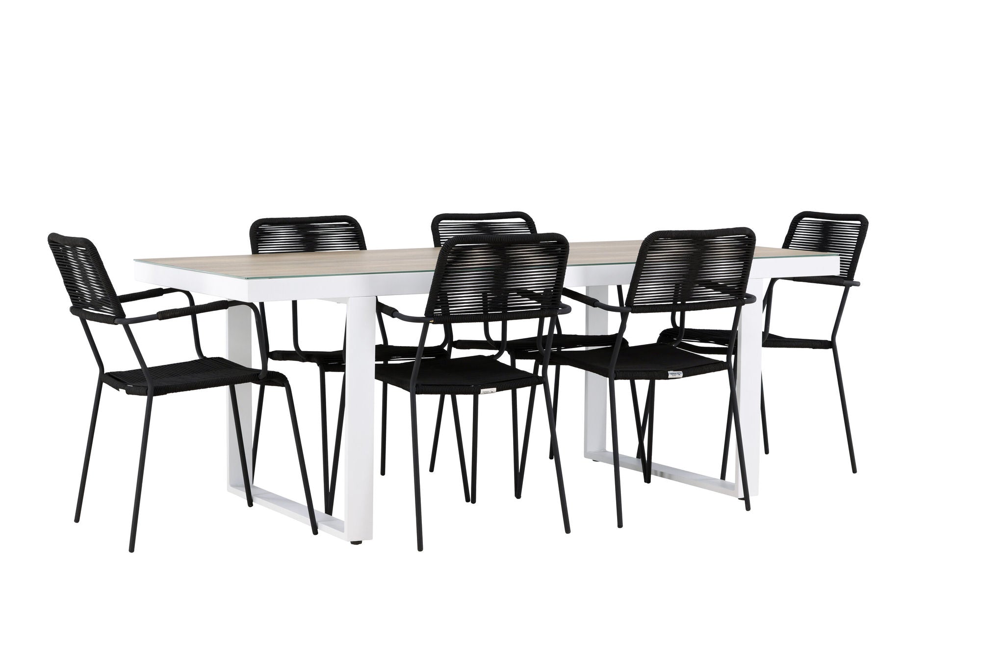 Venture Home Merlo spisebord - White/Whitewash +Lindos Armchair - Black Alu / Black Rope _6
